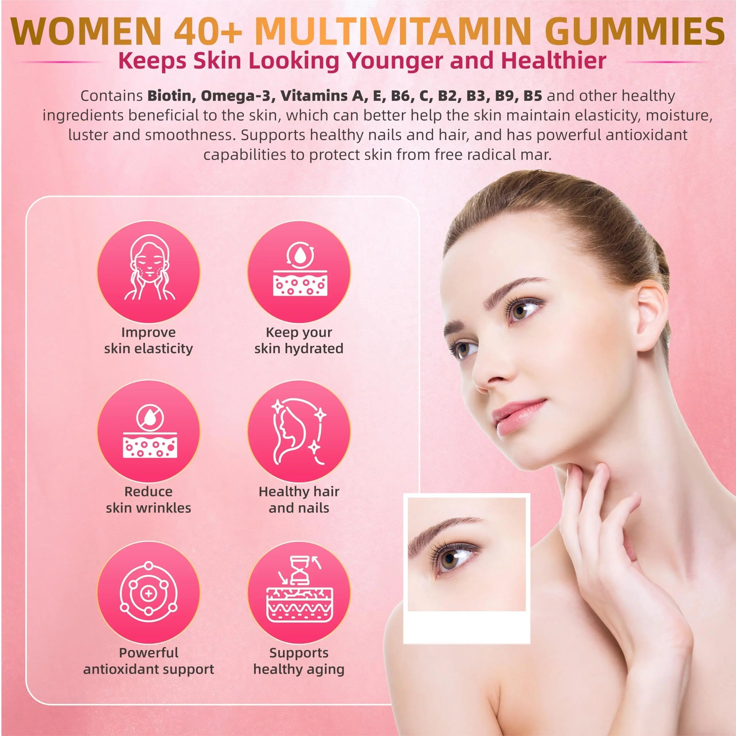 Lerinettia Multivitamin for Women Gummies for 40+ with Omega-3, Niacinamide, B-Complex, Lutein, Iron, Choline, Phosphatidylserine, Vitamin D3 LerinettiaAu supplements