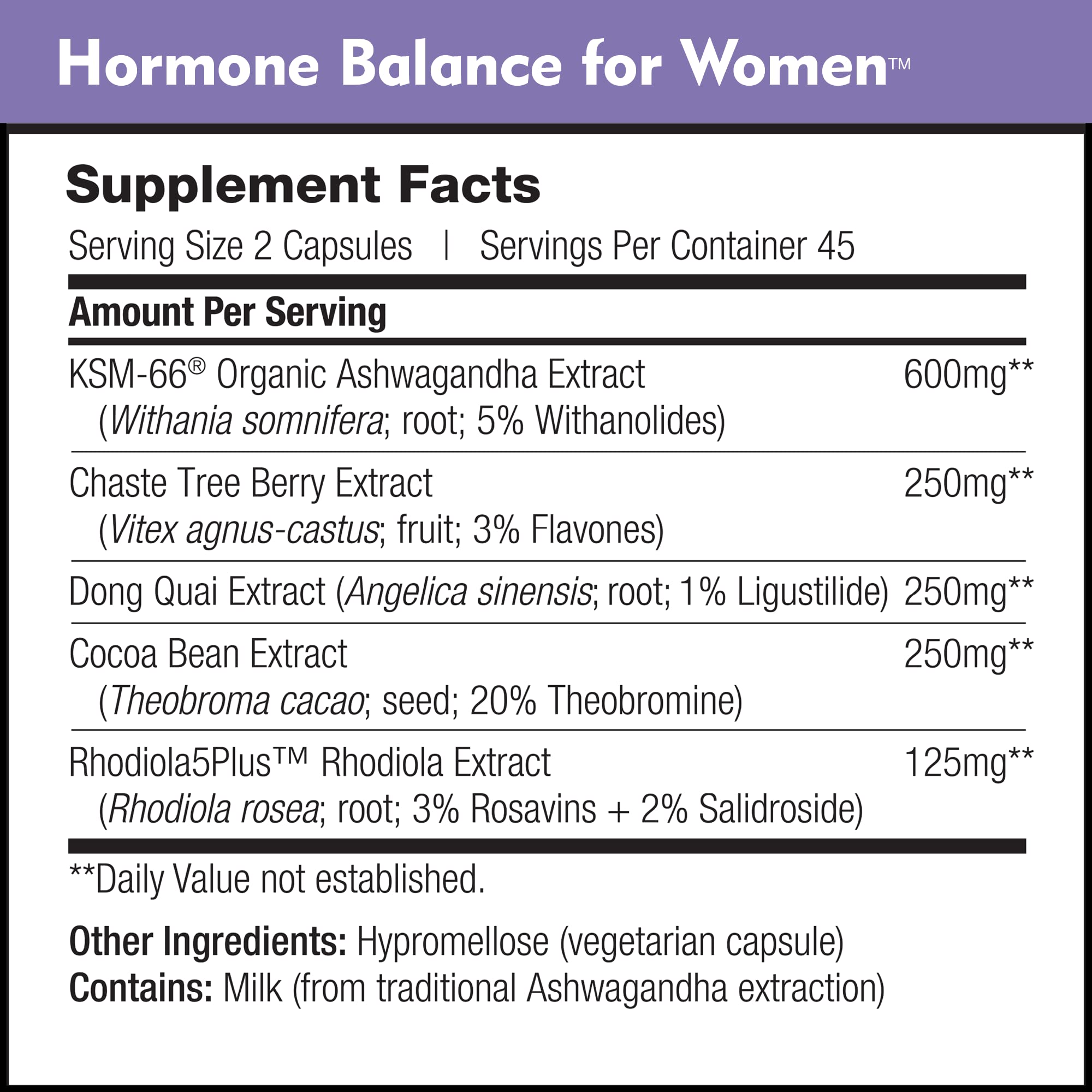 Hormone Balance for Women - Natural Mood Supplement - PMS Relief and Menopause Support | Featuring Clinically Studied KSM-66 Ashwagandha (90 Capsules) DailyNutraAu supplements