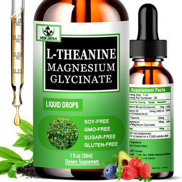 L Theanine Drops, Liquid L-Theanine Supplement 200mg w/Magnesium Glycinate,Vitamins,Fiber for Relaxation,Sleep,Digestion, Calm,High Absorption Mood Support for Adults & Kids,Plant Based,Non-GMO Vita letuoAu supplements