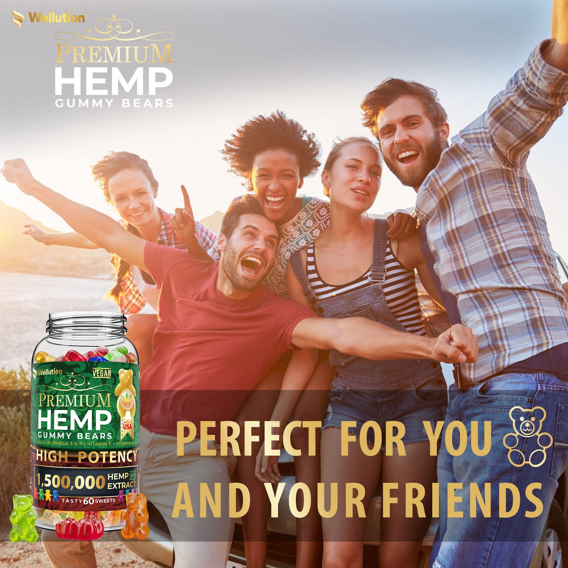 Wellution Hemp Gummies 1,500,000 XXL High Potency - Fruity Gummy Bear with Hemp Oil WellutionAu supplements