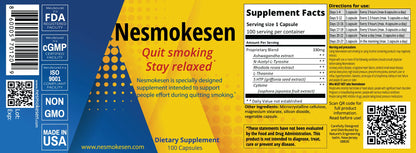 Nesmokesen - Quit Smoking Stay Relaxed, (100 Capsules / 27 Days Supply) Nature's EngineeringUS supplements