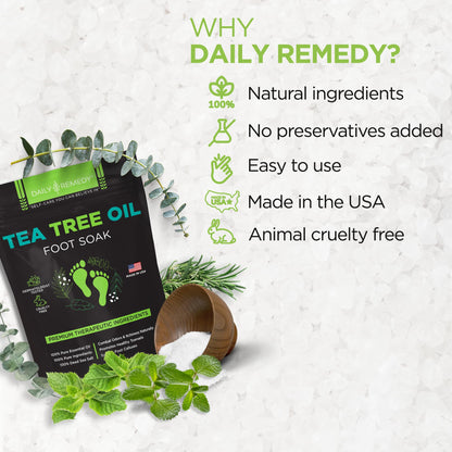 Tea Tree Oil Foot Soak with Epsom Salt - Made in USA - for Toenail Athletes Foot DAILY REMEDYUS supplements