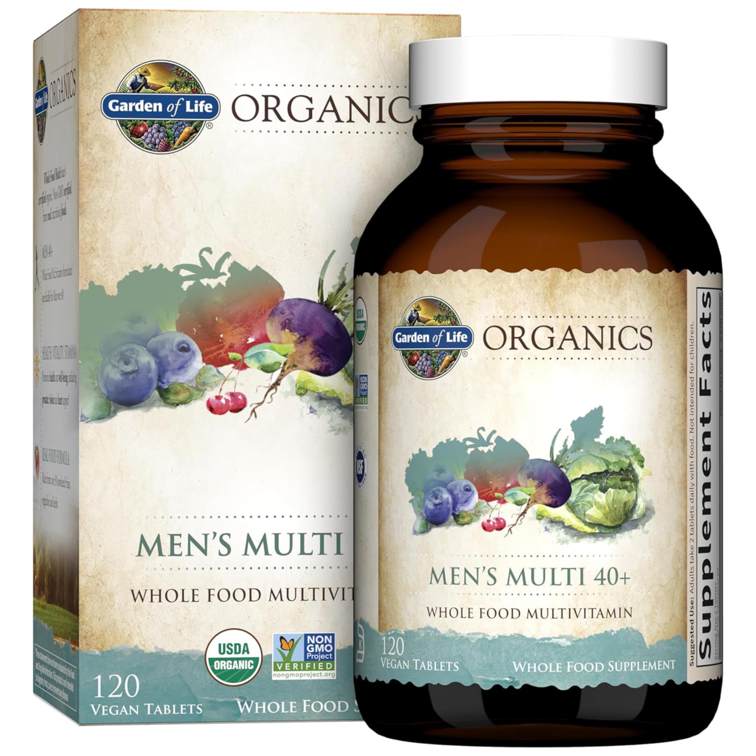 Garden of Life Organics Whole Food Multivitamin for Men 40+ 120 Tablets, Vegan Mens Multi for Health Garden of LifeAu supplements
