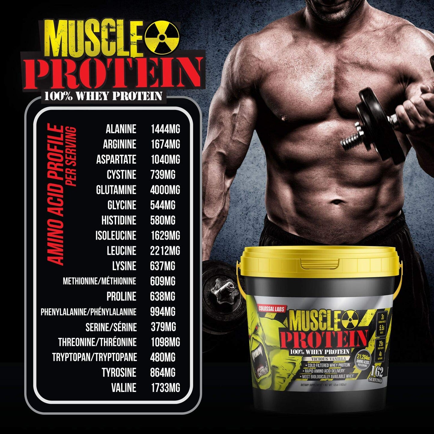 COLOSSAL LABS Muscle Protein Whey Powder [12 lbs/Pack of 1]–Chocolate Protein COLOSSAL LABSUS supplements