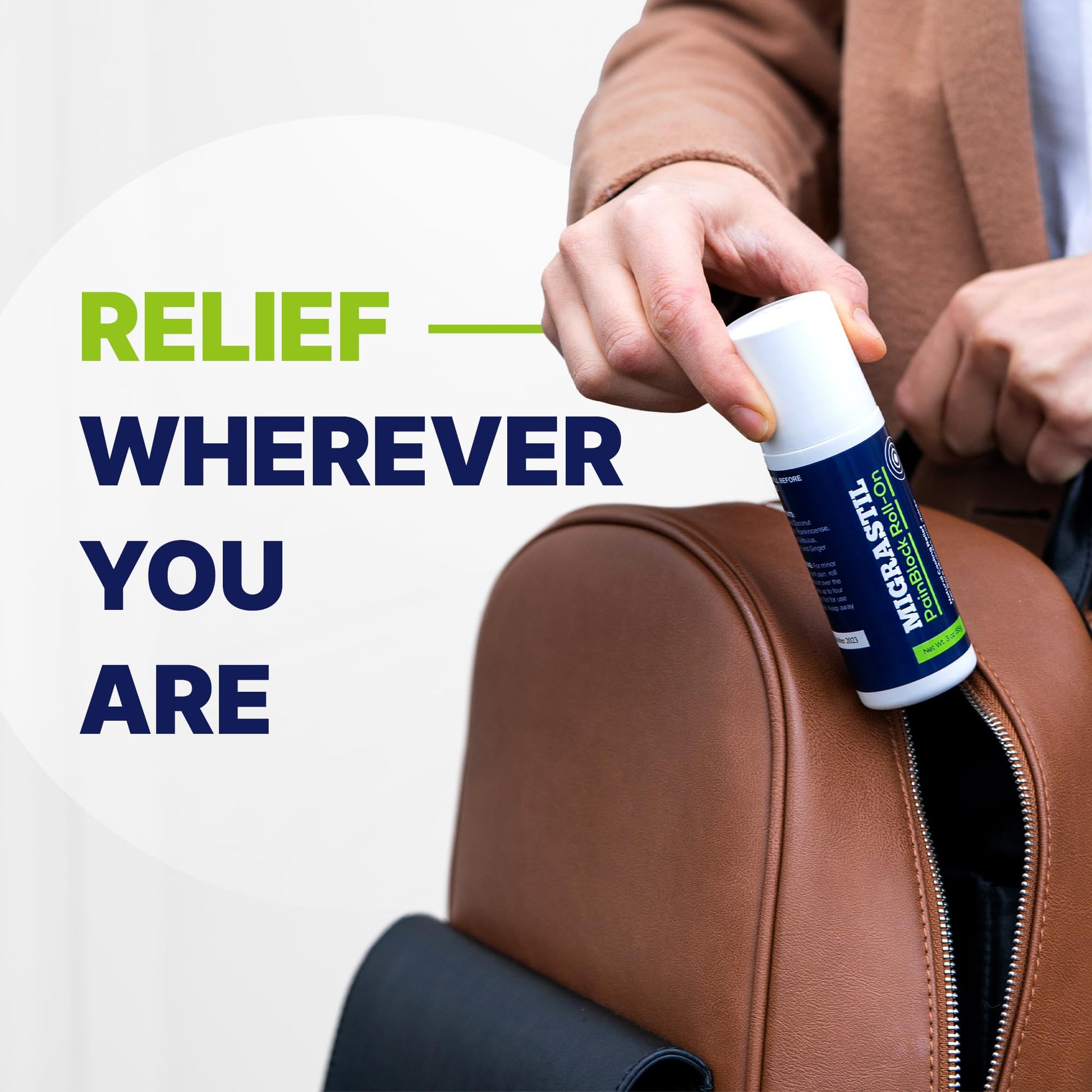Basic Vigor Migrastil PainBlock Roll-On, 3 oz - Topical Roll-On for Muscle Aches, Cramps, Joint & Nerve Discomfort. Works Great on Shoulders, Neck, Feet, Knees, Legs, Back, Elbows, HIPS, Etc. Basic VigorAu supplements