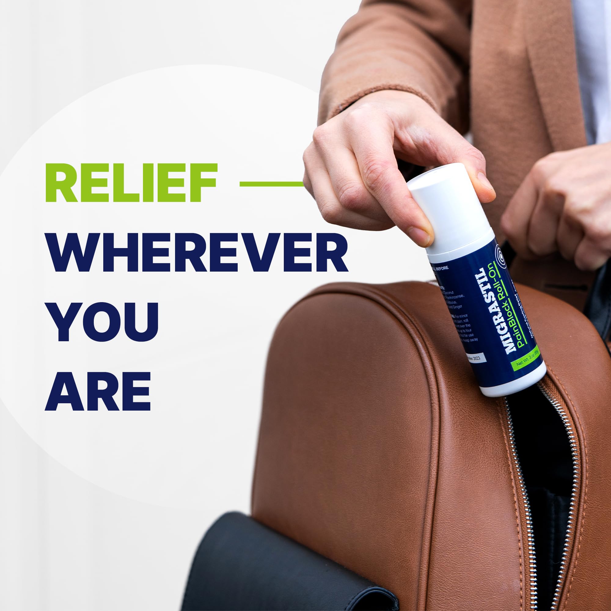Basic Vigor Migrastil PainBlock Roll-On, 3 oz - Topical Roll-On for Muscle Aches, Cramps, Joint & Nerve Discomfort. Works Great on Shoulders, Neck, Feet, Knees, Legs, Back, Elbows, HIPS, Etc. Basic VigorAu supplements