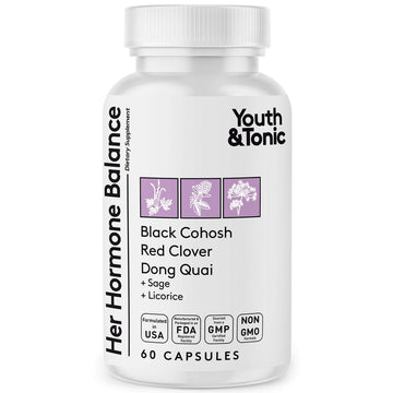 Youth & Tonic Her Hormone Balance – Menopause Supplement for Women, Perimenopause Support, Non-Hormonal Herbal Formula with Black Cohosh for Hot Flashes & Night Sweats, 60 Capsules Youth & TonicAu supplements