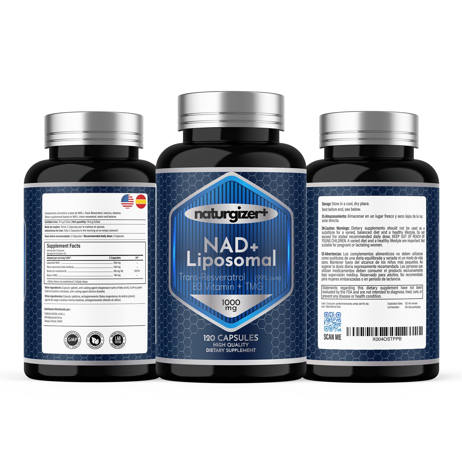 naturgizer+ Liposomal NAD+ Supplement with Resveratrol, TMG & Vitamin B3 | 4-in-1 Healthy Aging & Cellular Energy Support | High Absorption NAD Plus for Men & Women Over 40 | 120 Capsules naturgizer+Au supplements