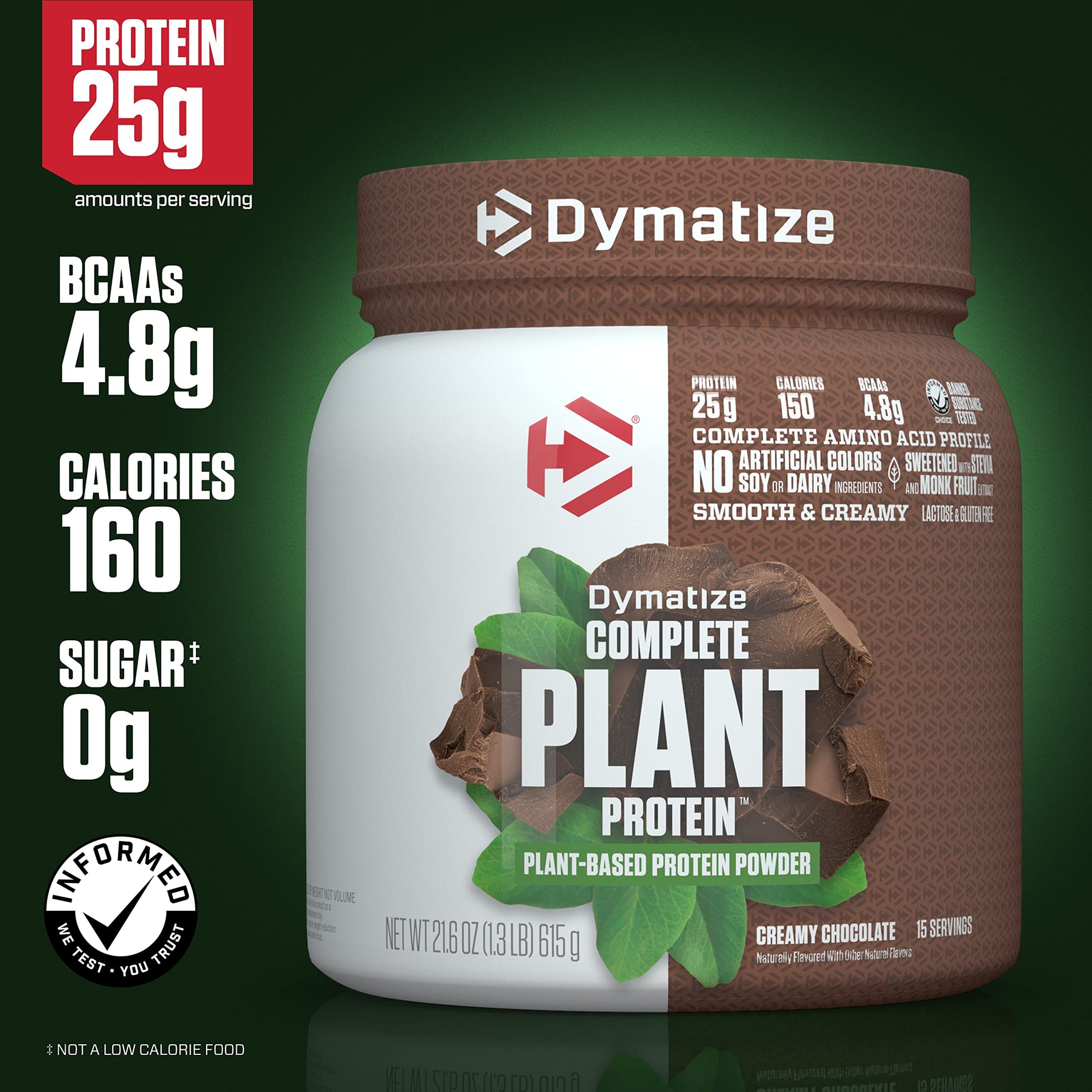 Dymatize Vegan Plant Protein, Creamy Chocolate, 25g Protein, 4.8g BCAAs, Complete DymatizeUS supplements