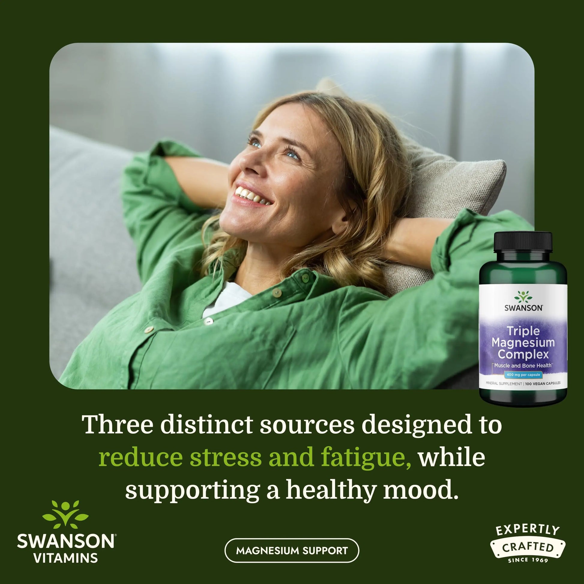 Swanson Triple Magnesium Complex - 100 Capsules, 400mg Each Swansonnz supplements
