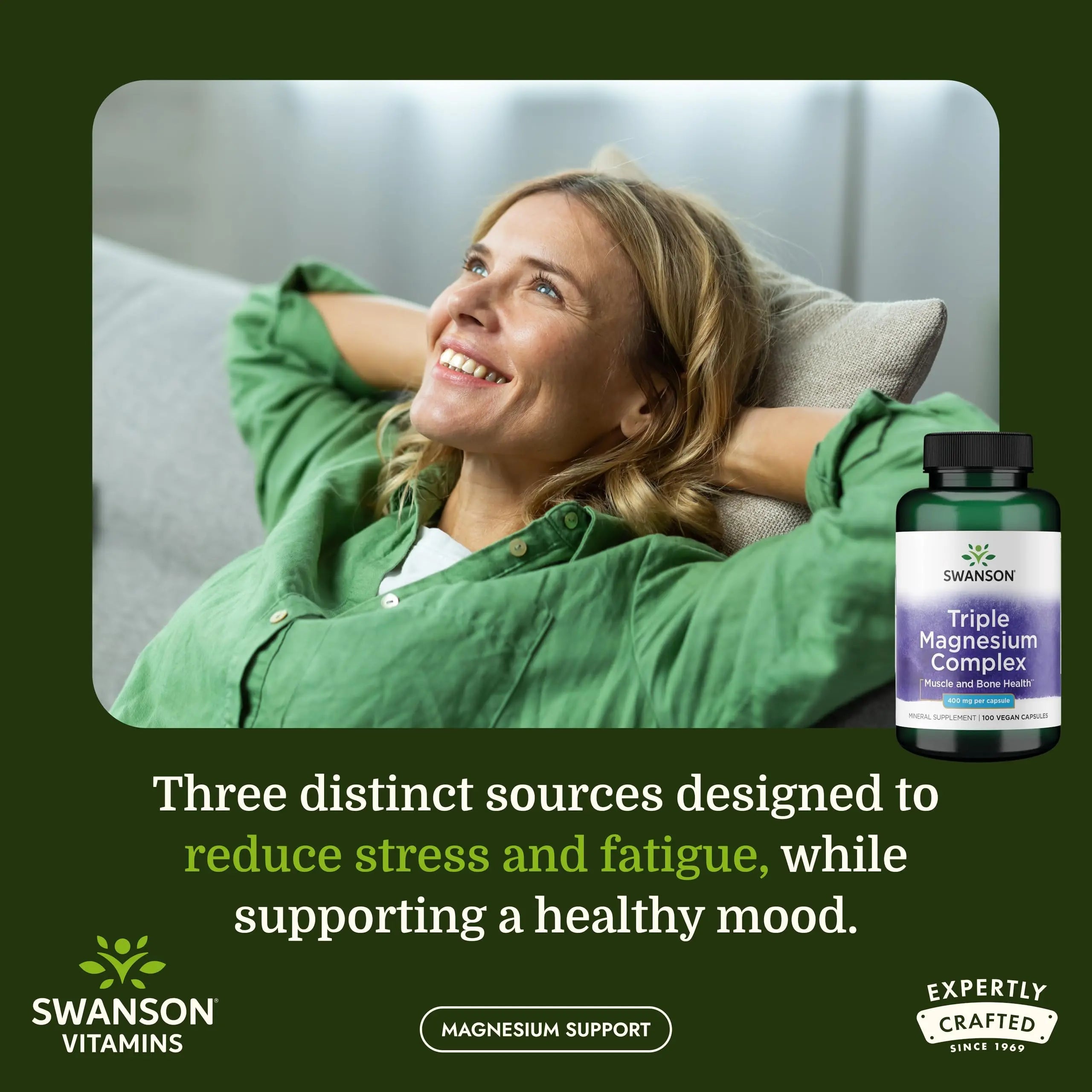 Swanson Triple Magnesium Complex - 100 Capsules, 400mg Each Swansonnz supplements