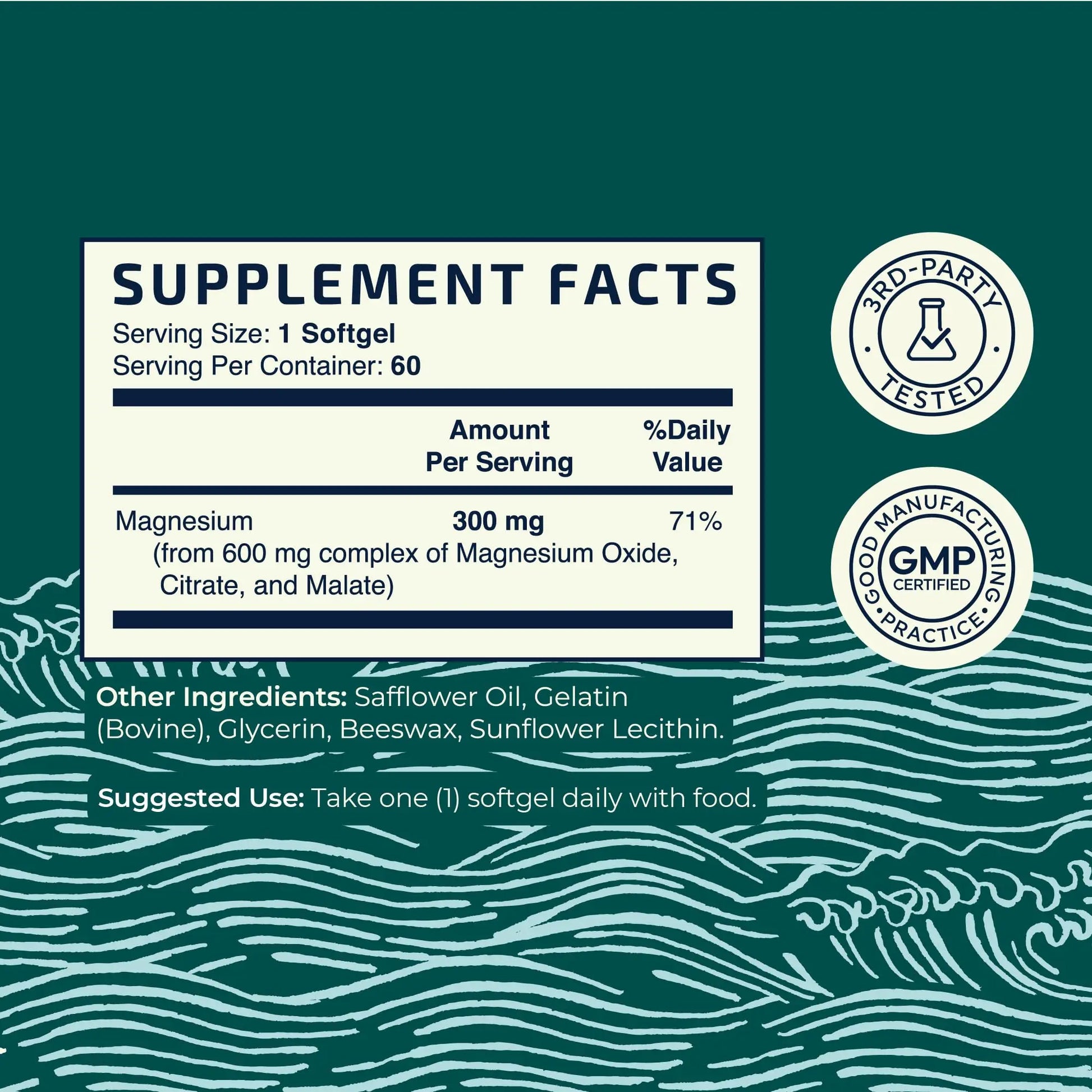 Triple Magnesium Softgels | Citrate, Malate, & Oxide | Highly Absorbable Magnesium Supplement for Digestion, Calm, Leg Cramps, & Sleep Support | 300mg Complex | Easy to Swallow Soft Gels | 60 Count Nobi Nutritionnz supplements