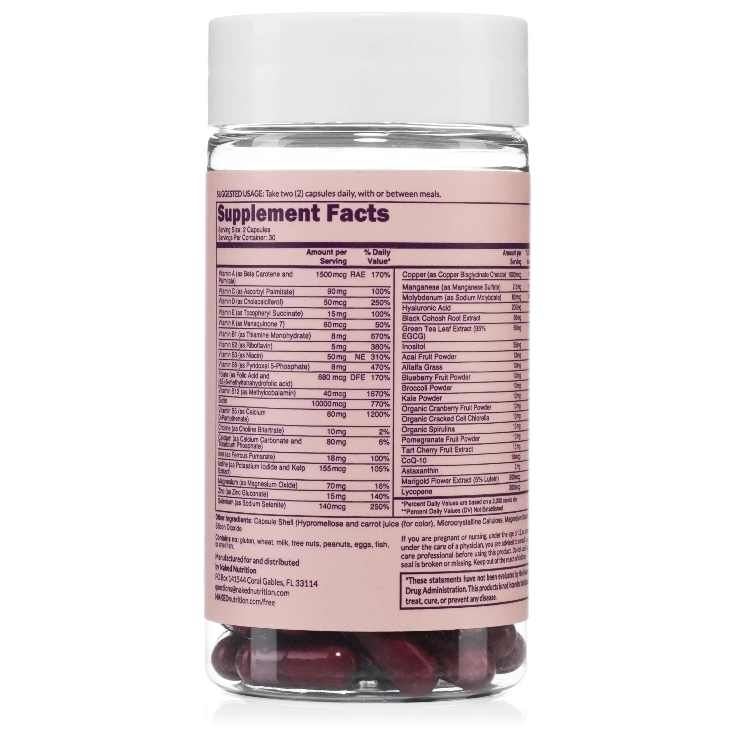NAKED Nutrition Women's Multi - Daily Multivitamin - Vitamins A, C, E, Selenium, Zinc, Fruit and Super Green Extracts, to Boost Immune Support NAKEDAu supplements