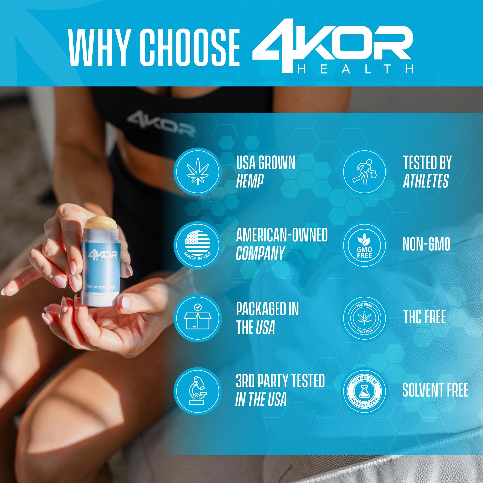 4KOR Hemp Infused Balm Stick – Topical Skin Balm with Cooling & Warming Sensation | Portable, Non-Greasy Twist-Up | 1 oz 4KOR FitnessAu supplements