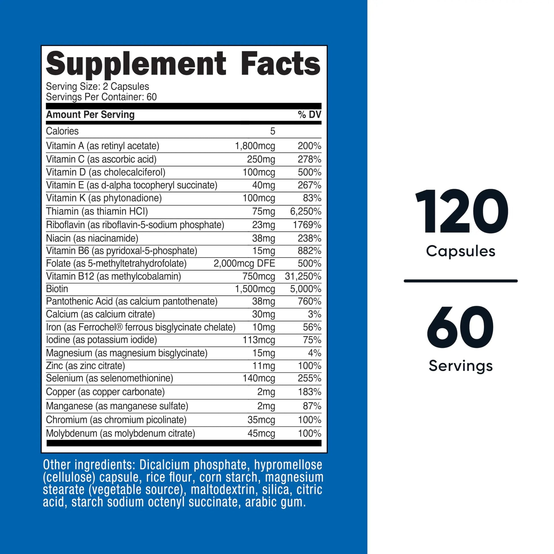 Nutricost Methylated Multivitamin 120 Capsules, 60 Servings - 23 Vitamin & Minerals Per Serving NutricostAu supplements