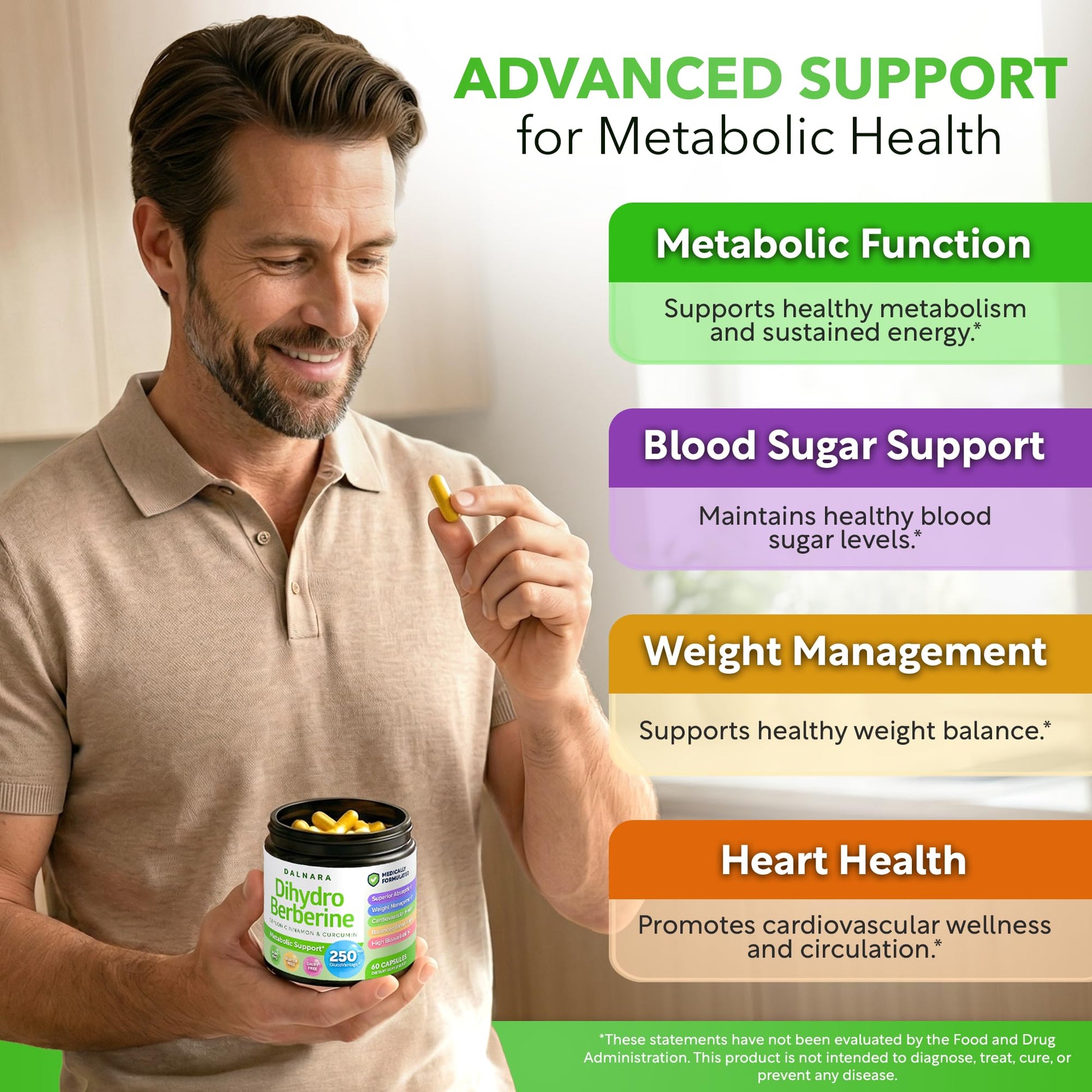 Dalnara Dihydroberberine Capsules 250mg, 60 Count - Supports Metabolic Wellness & Balanced Energy, Non-GMO,Dihydroberberine Supplement DalnaraAu supplements