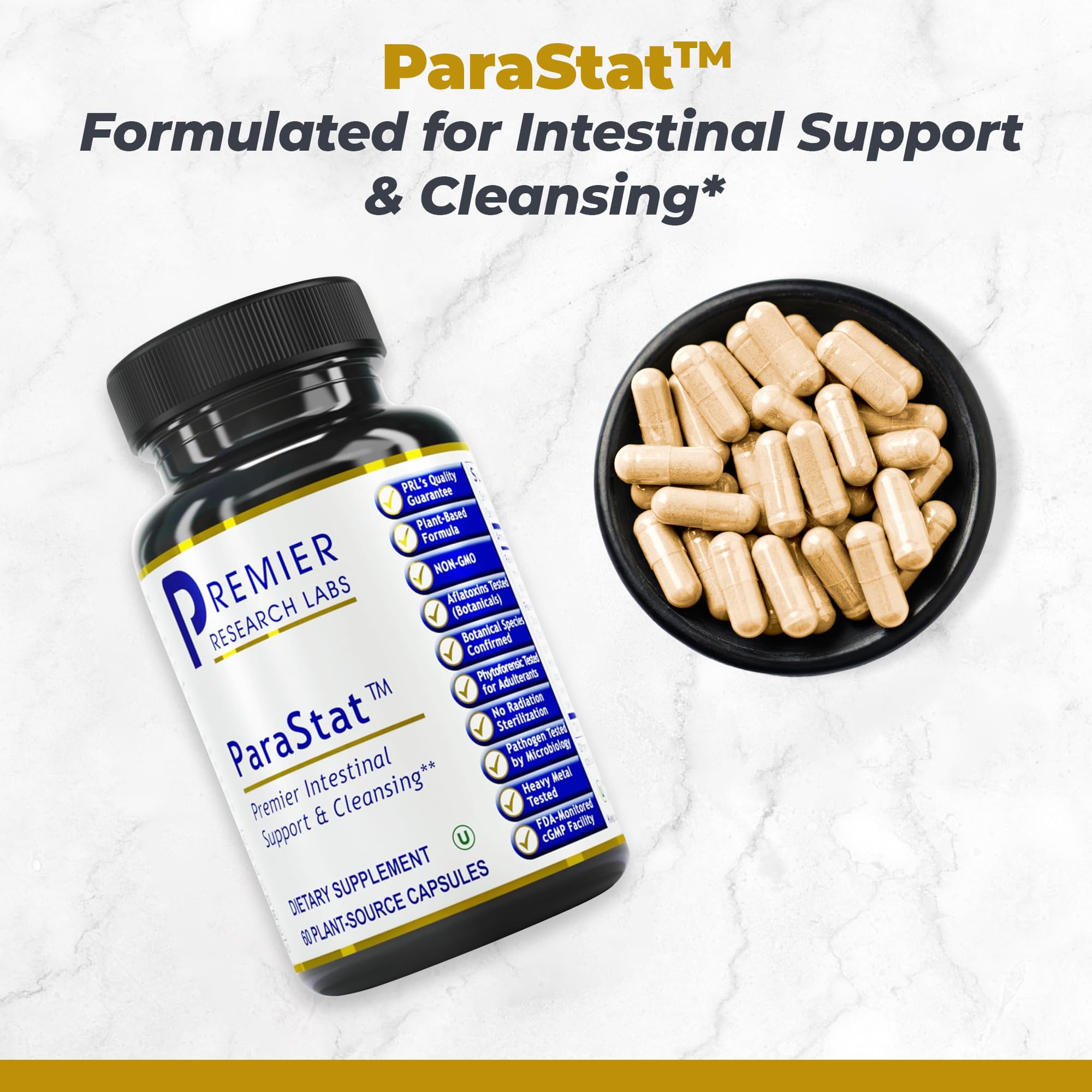 Premier Research Labs ParaStat - Intestinal Cleanse, Natural Gut Cleanse for Women & Men, Support for Colon Detox, Bloating, Digestion & Constipation - 90 Capsules (30 Day Supply) Premier Research LabsAu supplements