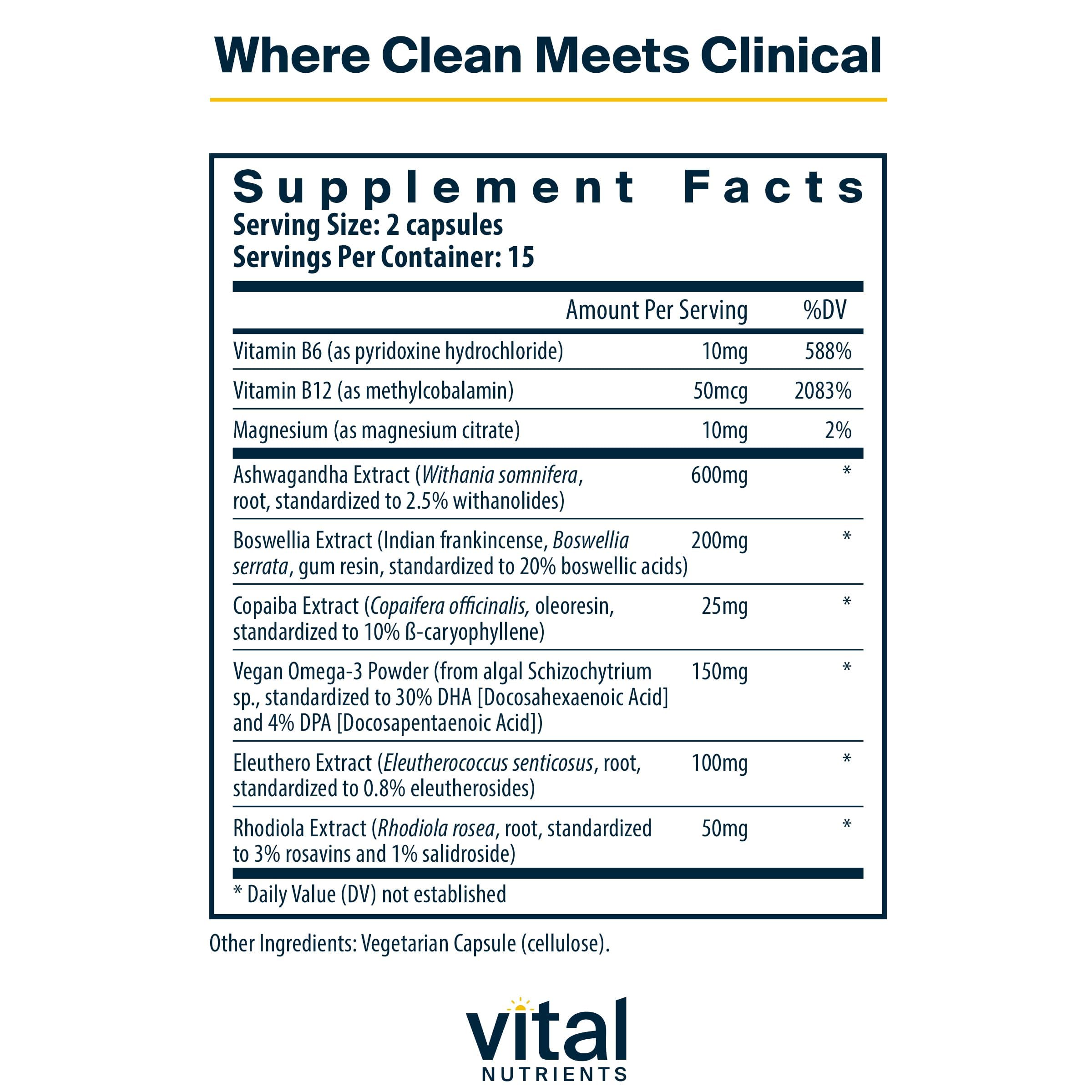 Vital Nutrients Cortisol Balance - Vegan Stress Relief Supplement - Cortisol Manager Supports Energy & Stress Levels - Ashwagandha & Magnesium for Relaxation - Gluten, Dairy, Soy Free - 30 Capsules Vital NutrientsAu supplements