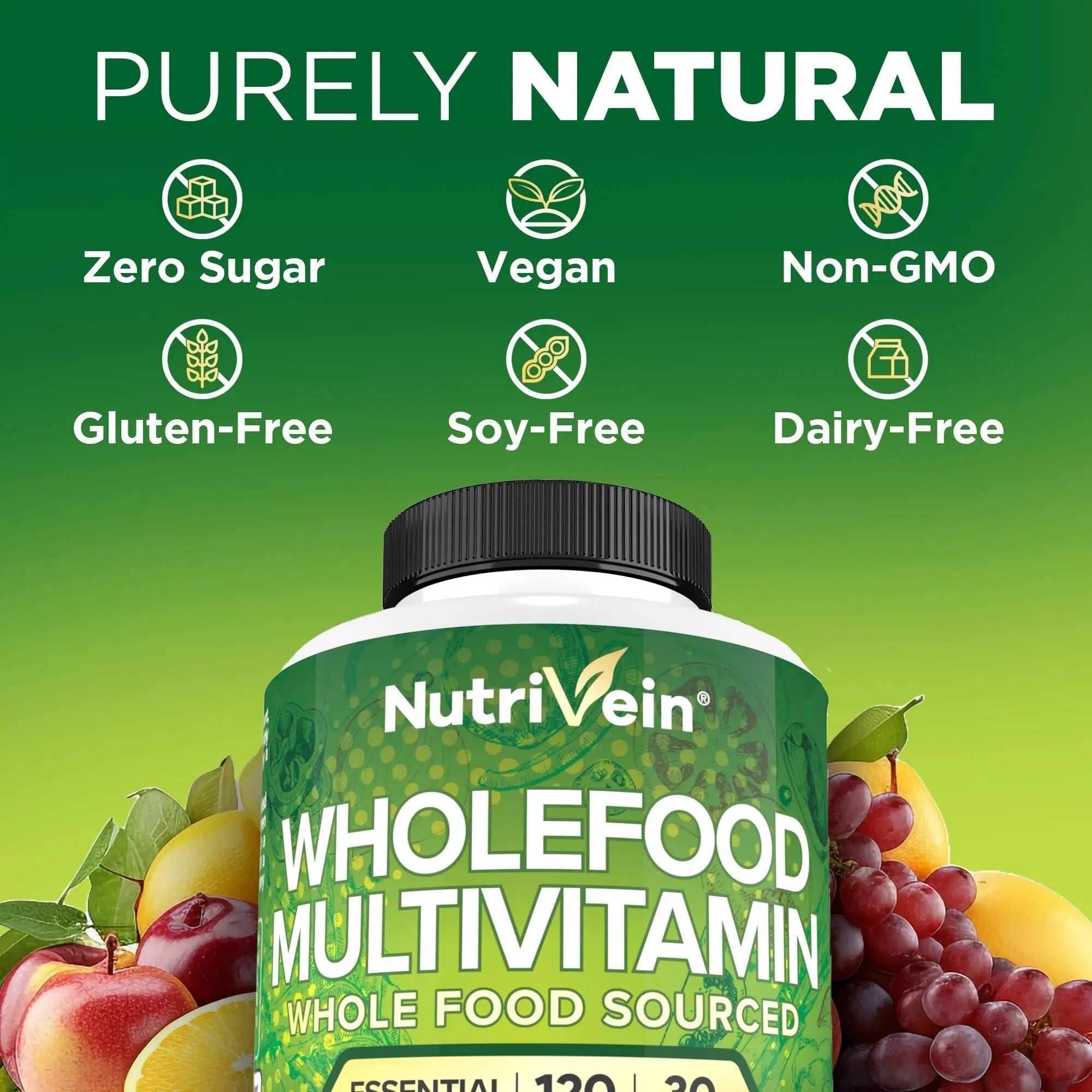 Nutrivein Whole Food Multivitamin for Men & Women – 120 Vegan Multivitamin Caps for Adults – Daily Energy, Immune & Heart Support NutriveinAu supplements