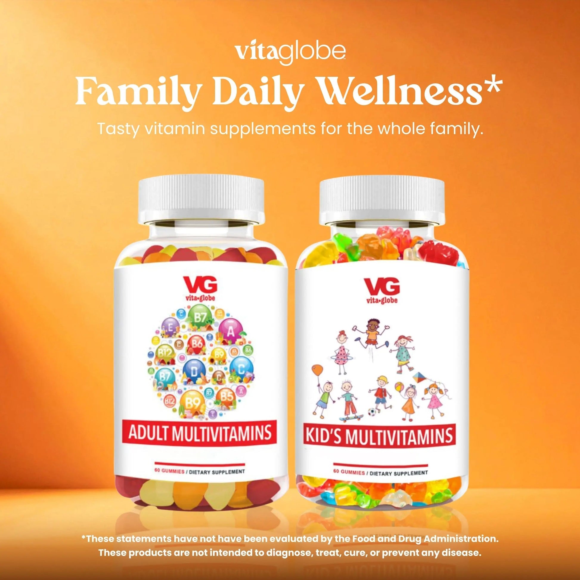 VITA GLOBE Adult Multivitamin Gummies – 9 Daily Vitamins with C, D, E, B6, B12, Folate & Biotin | Delicious Juicy Trio Orange VITA GLOBEAu supplements