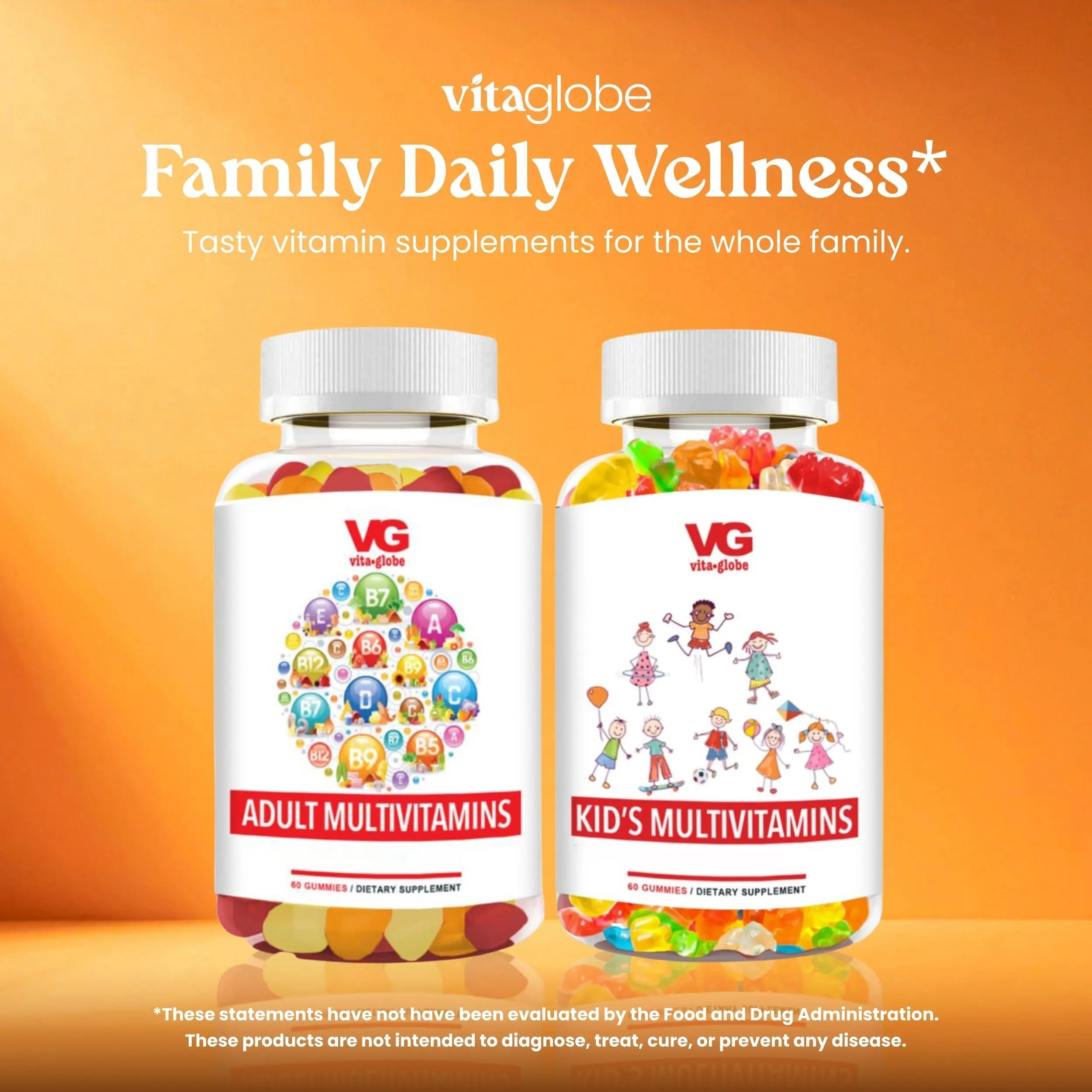 VITA GLOBE Adult Multivitamin Gummies – 9 Daily Vitamins with C, D, E, B6, B12, Folate & Biotin | Delicious Juicy Trio Orange VITA GLOBEAu supplements