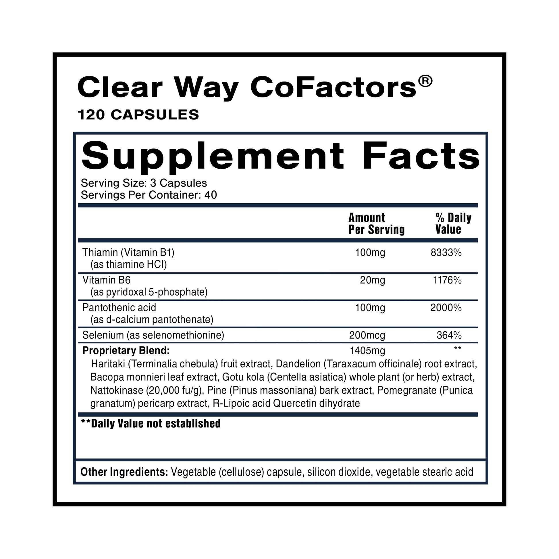 Quicksilver Scientific Clear Way Cofactors - Body Detox Cleanse Support with Vitamin B1, Dandelion Extract, Quercetin & Nattokinase Enzyme - Antioxidant Cleanse to Support Gut Health (120 Capsules) Quicksilver ScientificUS supplements