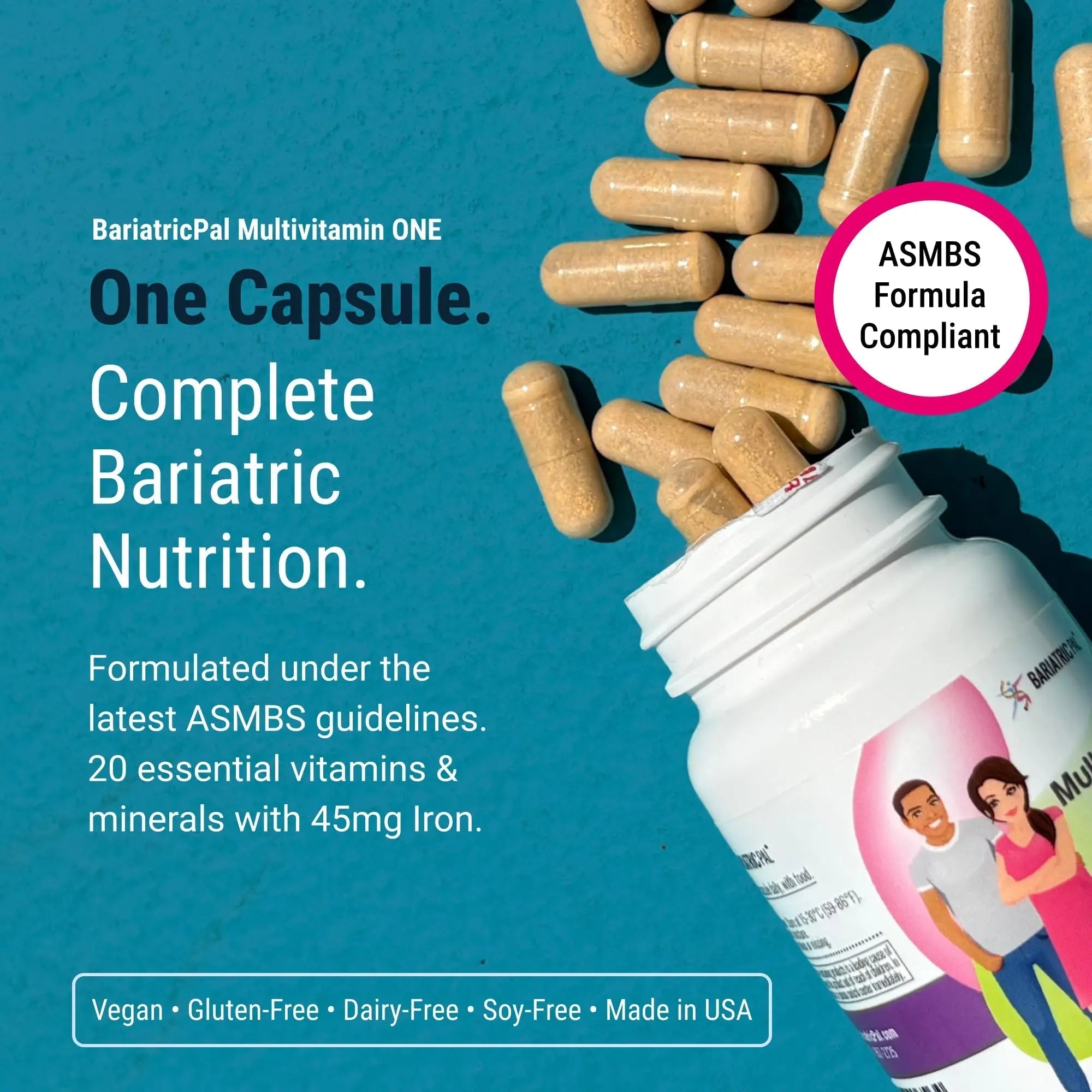 BariatricPal Multivitamin ONE 1 per Day! Bariatric Multivitamin Capsule Iron Free | Easy to Swallow Capsule | BariatricPalAu supplements
