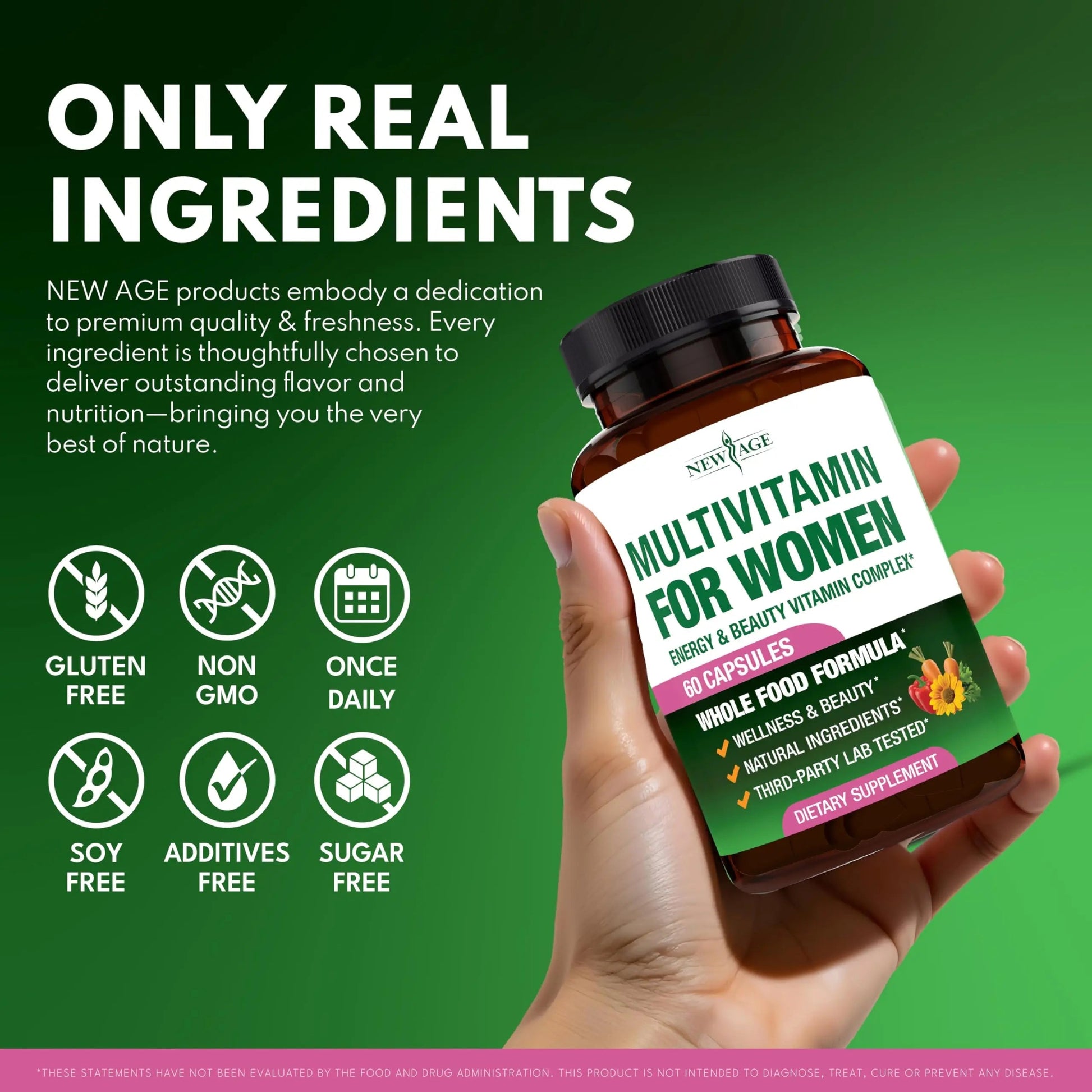 NEW AGE Multivitamin for Women - B-Complex, Whole Foods, Hair Support, Iron - All in1 Womens Multivitamin NEW AGEAu supplements