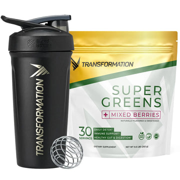 Transformation Super Greens Superfood Powder & Performance Insulated Shaker Bottle | Immune & Energy Support | Made with Natural Ingredients | Detoxifying & Alkalizing Minerals SPR BODYAu supplements
