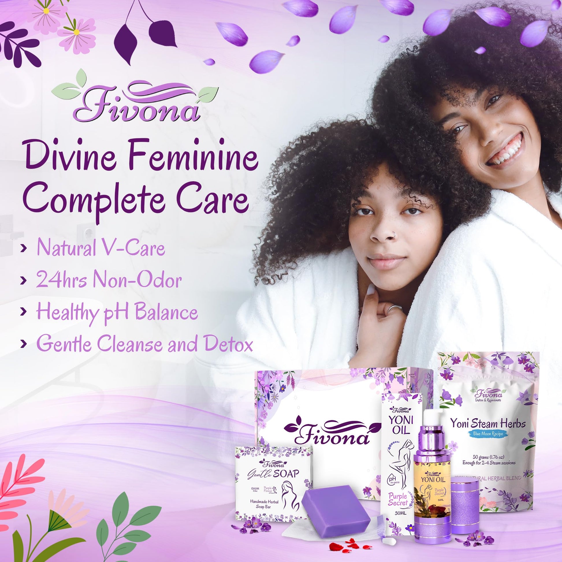 FIVONA Yoni Care Kit 3 in 1 - pH Balanced Natural Vaginal Oil 30 ml, Organic Herbal Soap 5.3 oz FIVONAAu supplements