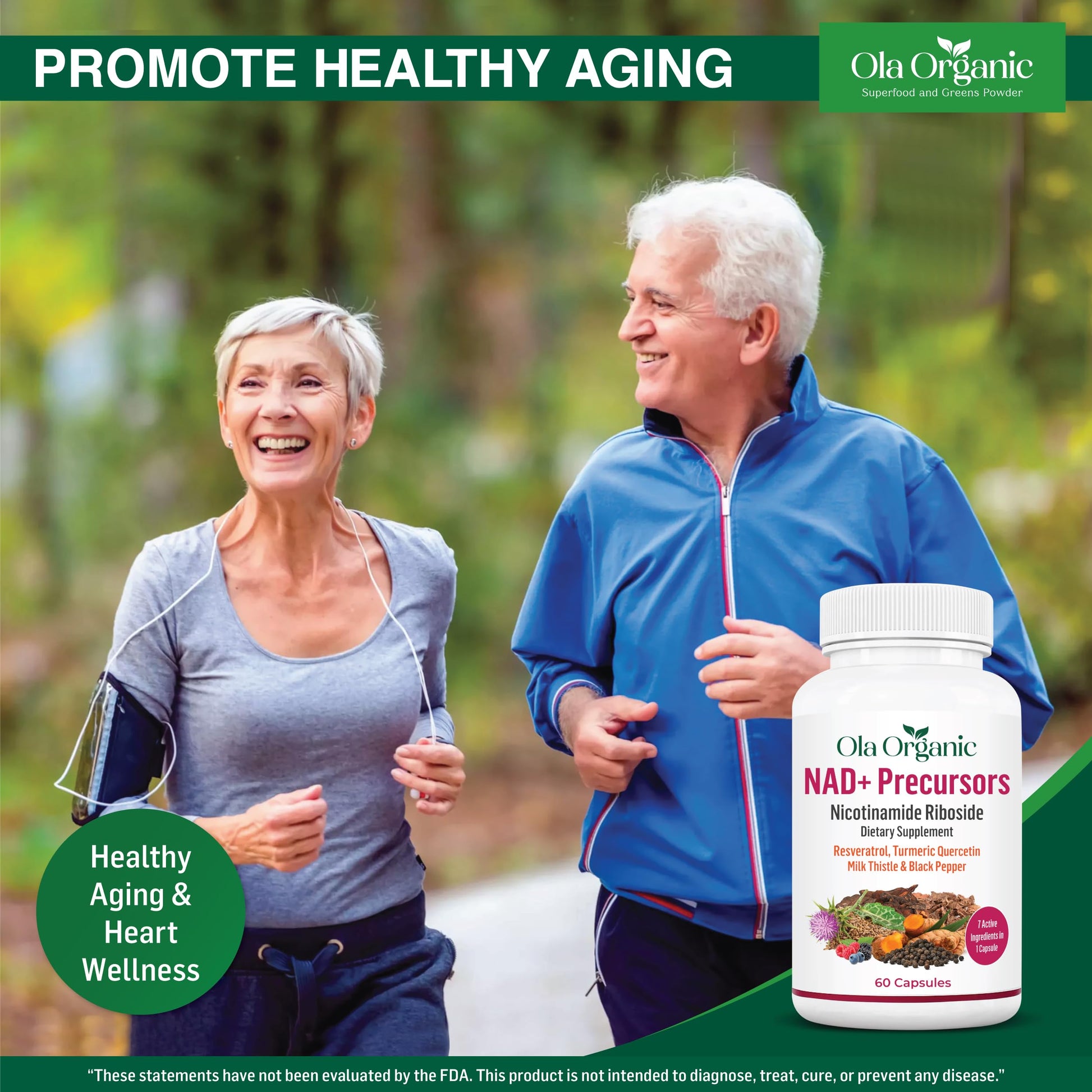 NAD+ Supplement & NAD Booster for Cellular Energy and Healthy Aging – Plant-Based Nicotinamide Riboside (NR) NAD Precursor with Resveratrol, Turmeric, Quercetin, Rhodiola & Milk Thistle – 60 Capsules Ola OrganicAu supplements