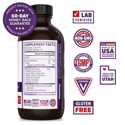 Zhou Nutrition Elderberry Syrup, Immune System Booster with Organic Elderberry Syrup Zhou NutritionUS supplements