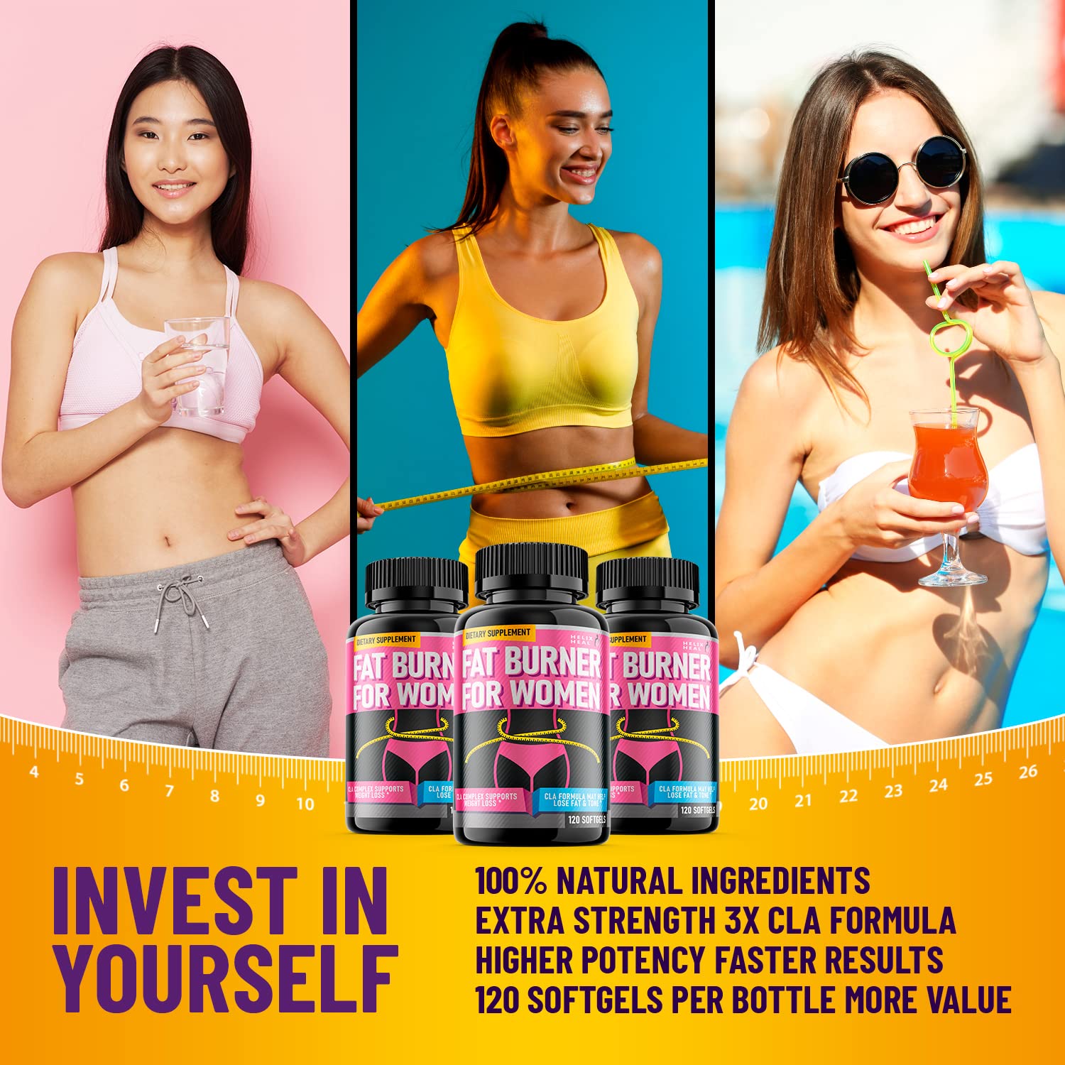 Helix Heal Belly Fat Burner for Women - Lose Stomach Fat w/Softgel Diet Pills Helix HealUS supplements