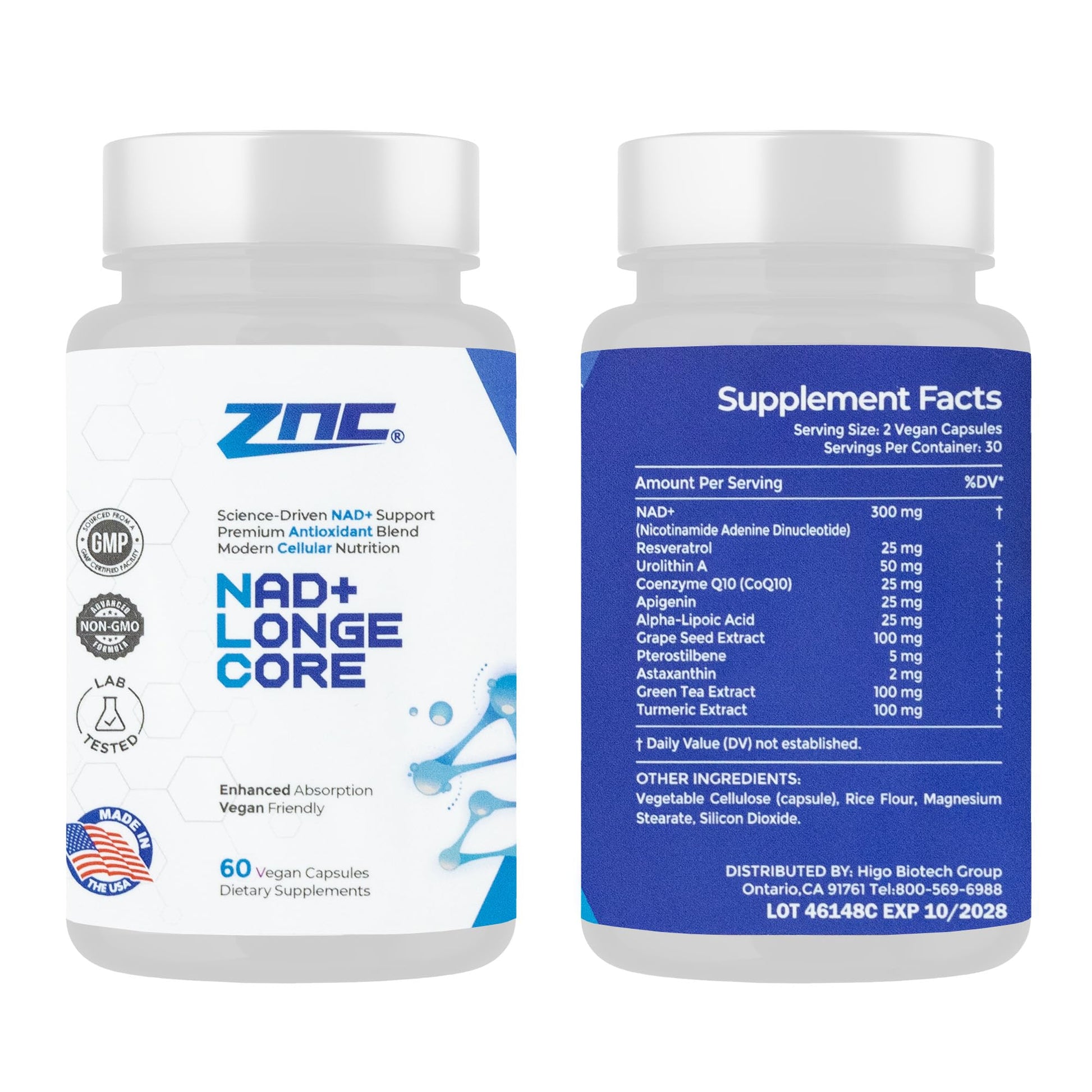 ZNC®10-in-1 NAD+ Supplement with Liposomal NAD, Urolithin A & Resveratrol for Energy & Cellular Repair - 60 Vegan Capsules ZNCAu supplements
