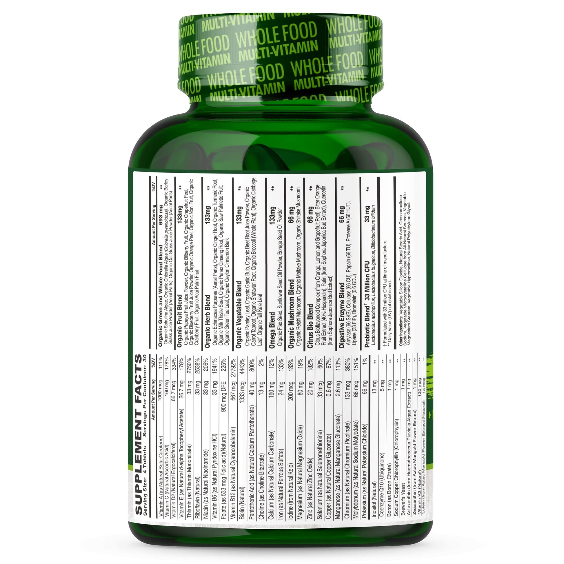 Whole Food Multivitamin for Men - Natural Multi Vitamins, Minerals, Organic Extracts Wholesome WellnessAu supplements