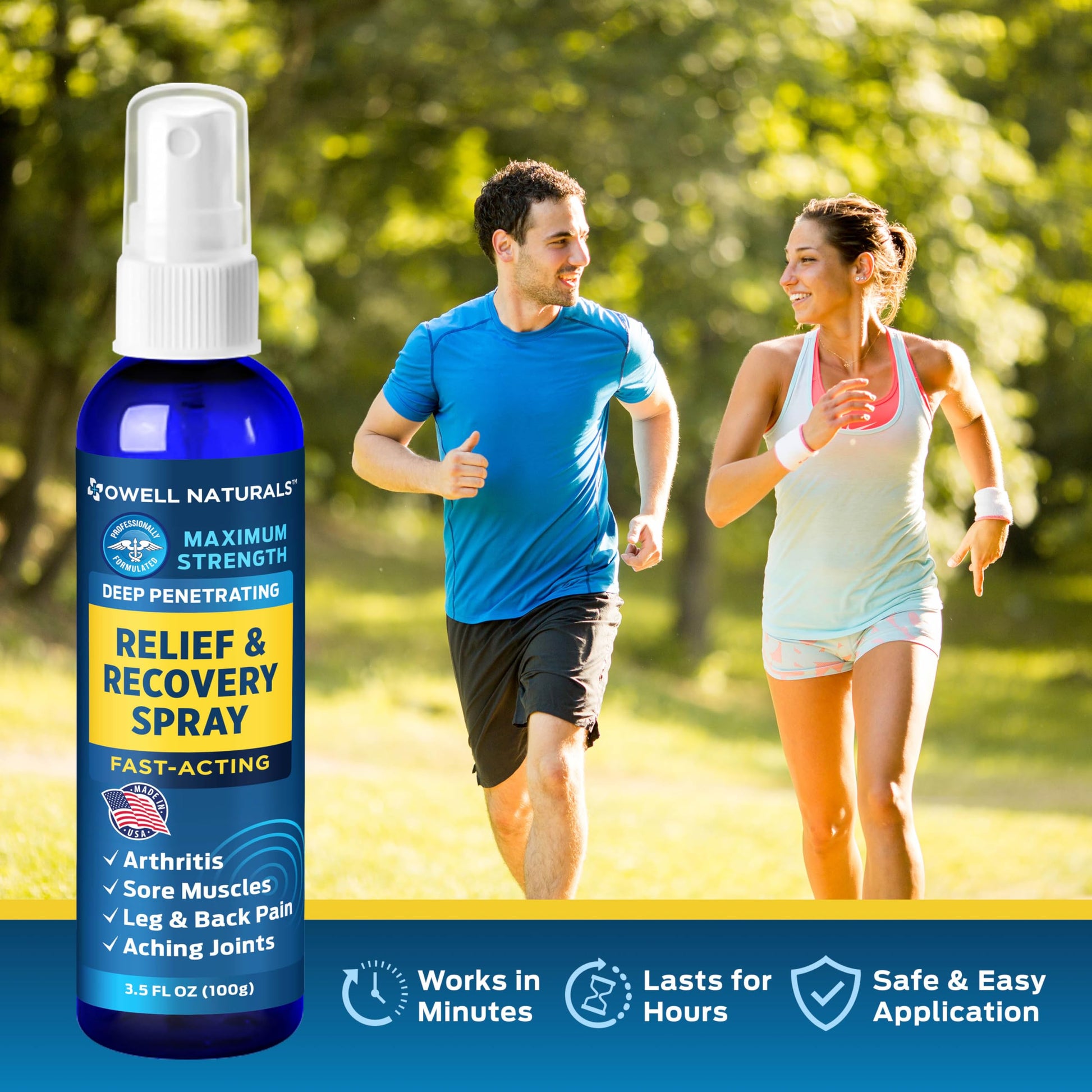 OWELL NATURALS Deep Penetrating Pain Relief Liquid Spray, Fast-Acting, Long Lasting, Natural Relief for Muscle Aches, Joint Pain, Stiffness, Quick Dry Formula, 3.5 oz Owell NaturalsAu supplements