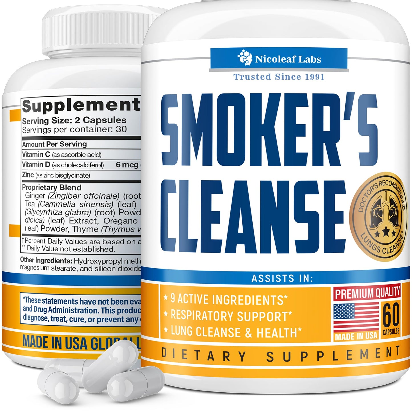 Smoker's Cleanse - Quit Smoking Aid & Respiratory Support - Made in USA NICOLEAF LABSUS supplements