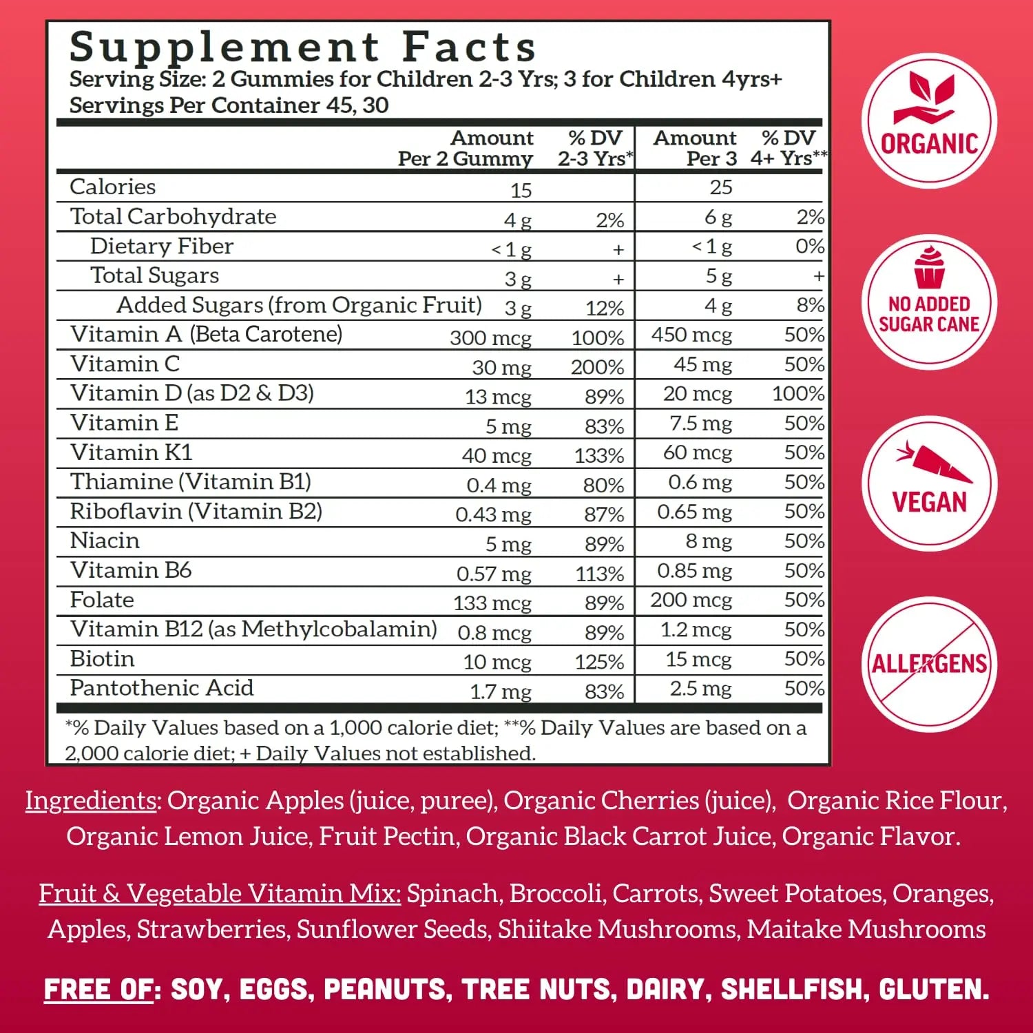 Llama Naturals Kids Multivitamin Gummies | Real Fruit, No Added Sugar Cane | Organic Vegan Toddler Whole Food Vitamins | Llama NaturalsAu supplements