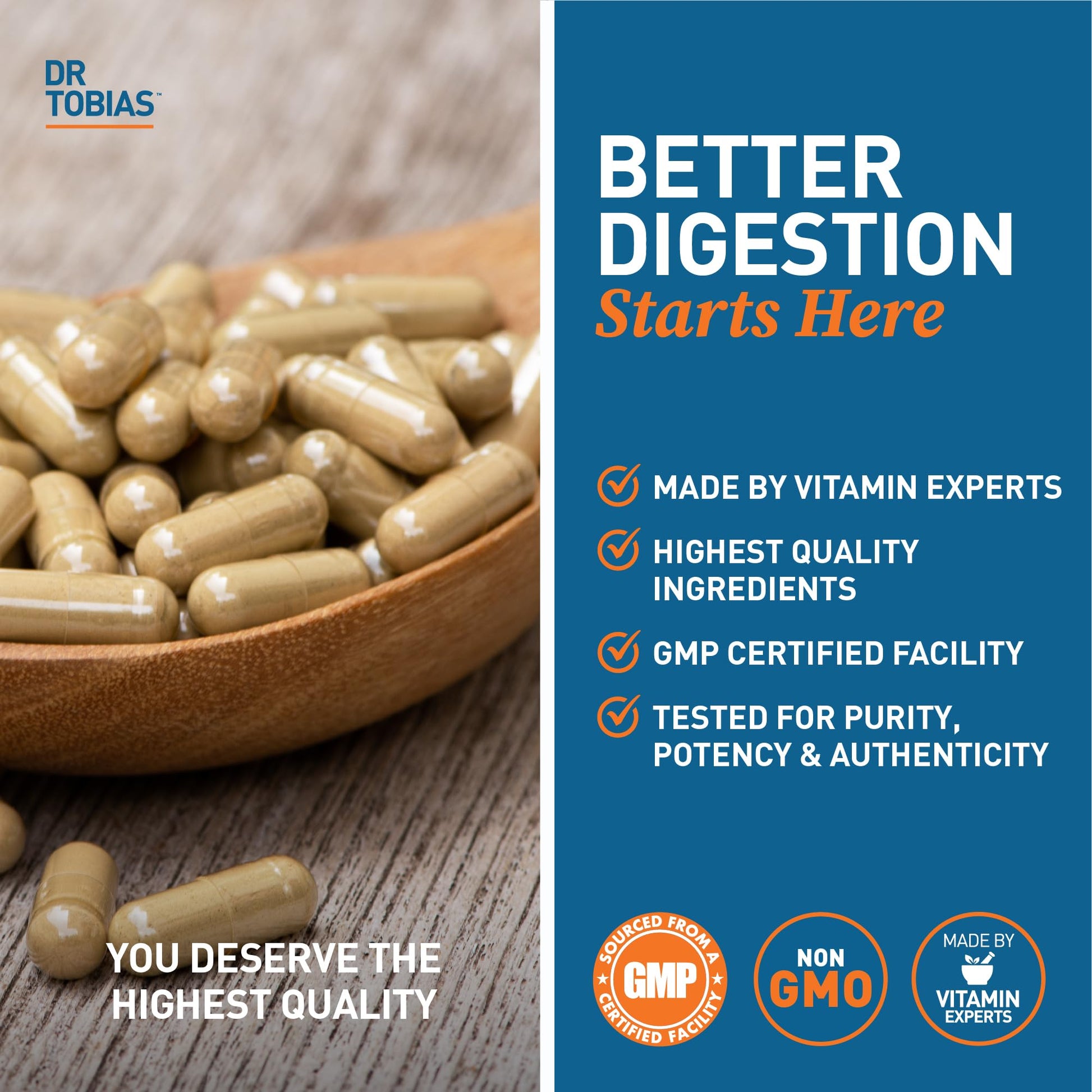 Dr. Tobias Digestive Enzymes with Probiotics, Prebiotics and Postbiotics Bromelain, Amylase, Lipase, for Better Digestion & Immune Function, 60 Capsules, 30 Servings (2 Daily) Dr. TobiasAu supplements