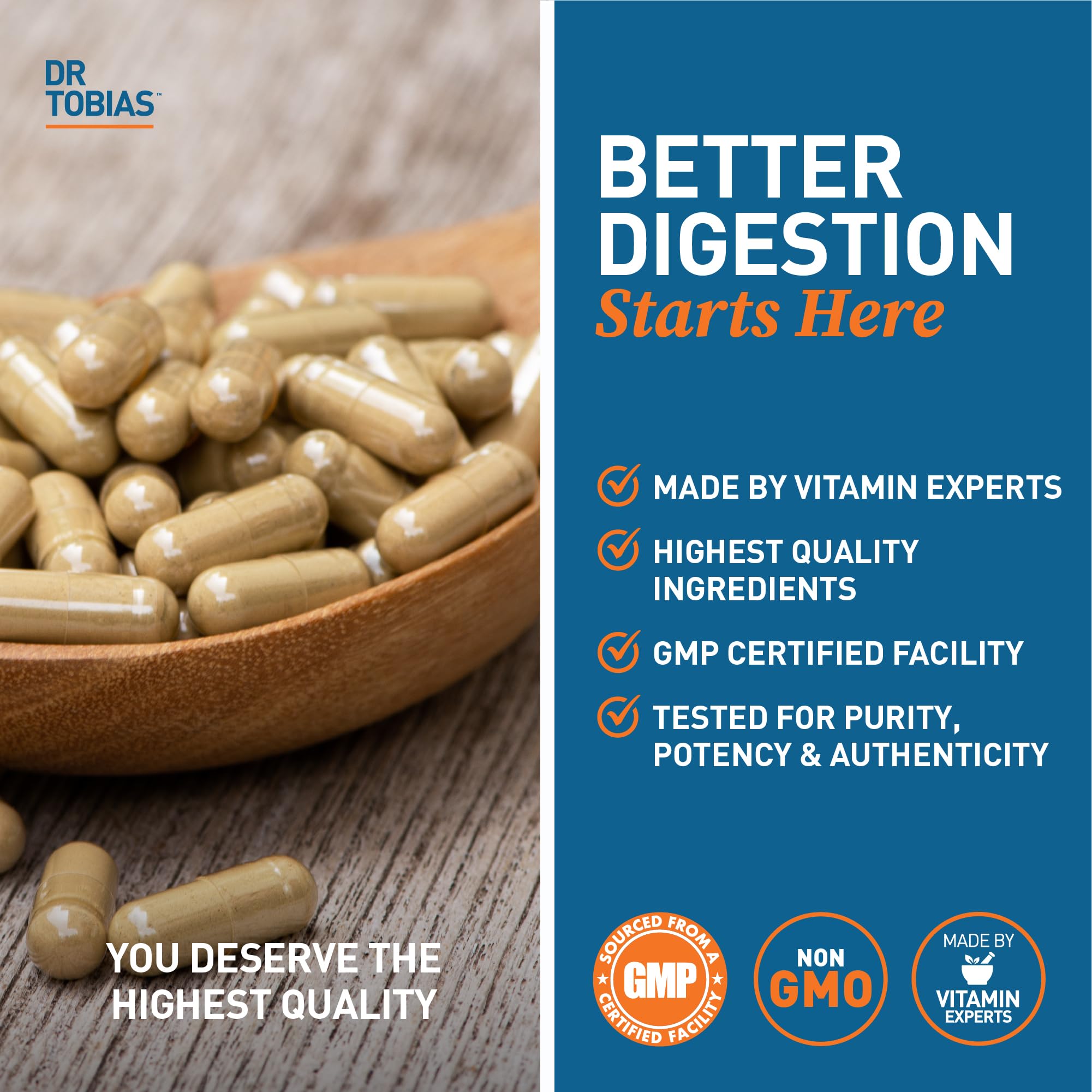 Dr. Tobias Digestive Enzymes with Probiotics, Prebiotics and Postbiotics Bromelain, Amylase, Lipase, for Better Digestion & Immune Function, 60 Capsules, 30 Servings (2 Daily) Dr. TobiasAu supplements