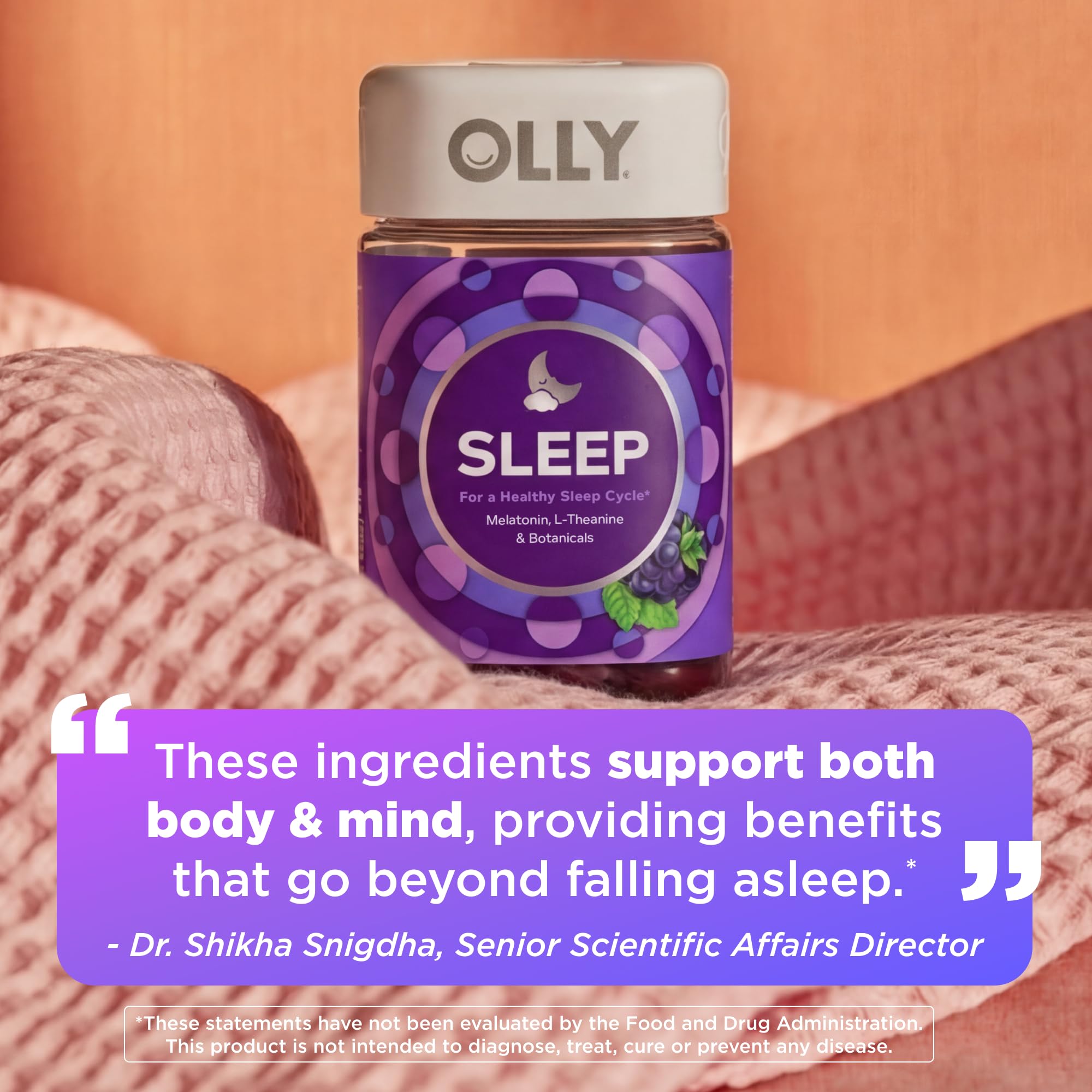 OLLY Sleep Gummy, 3 mg Melatonin, L-Theanine, Chamomile, Lemon Balm, Sleep Aid, Blackberry - 70 Count OLLYAu supplements
