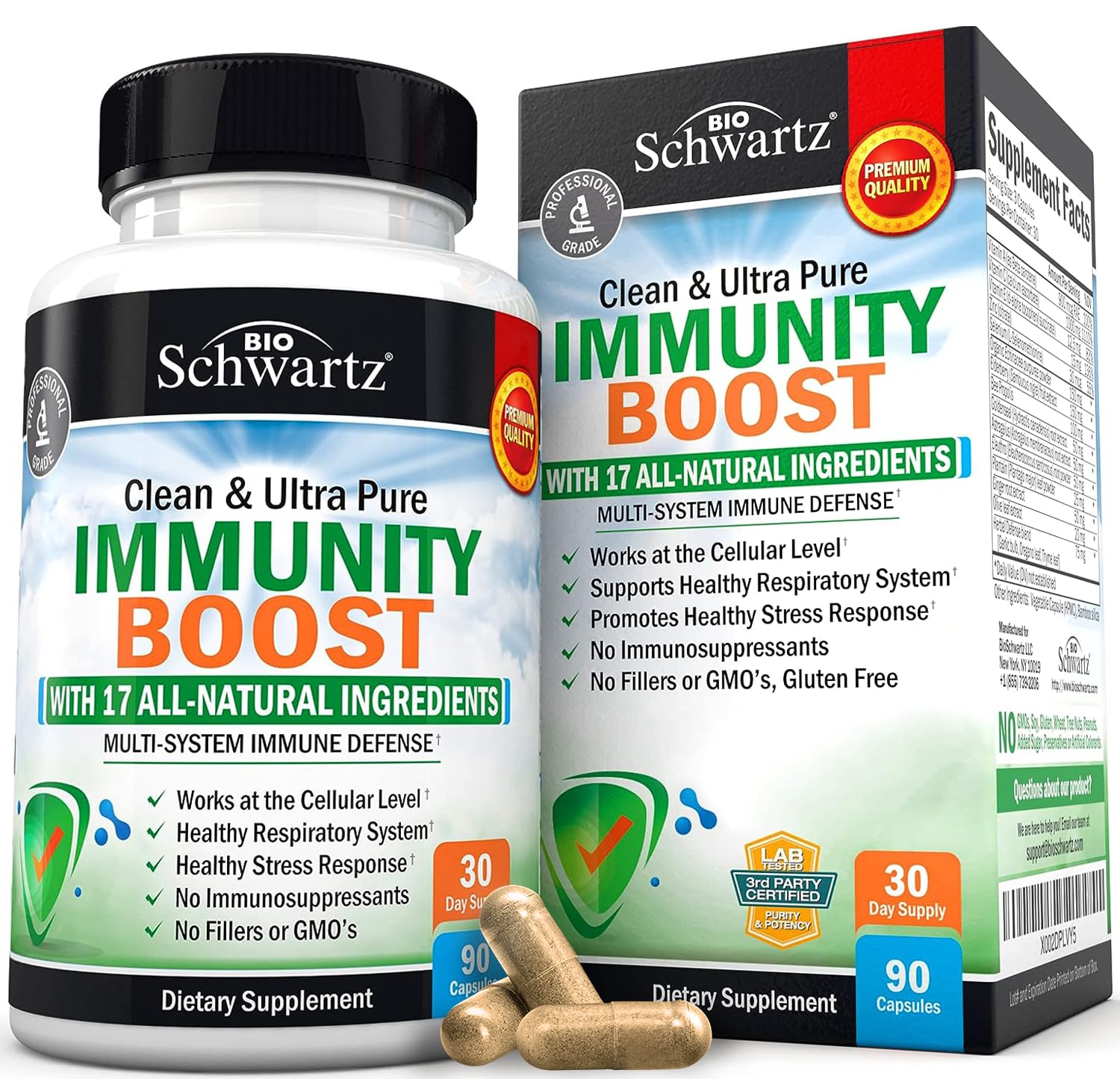 Immune Support Supplement with Vitamin C 1000mg Zinc Elderberry Extract Ginger BioSchwartzAu supplements