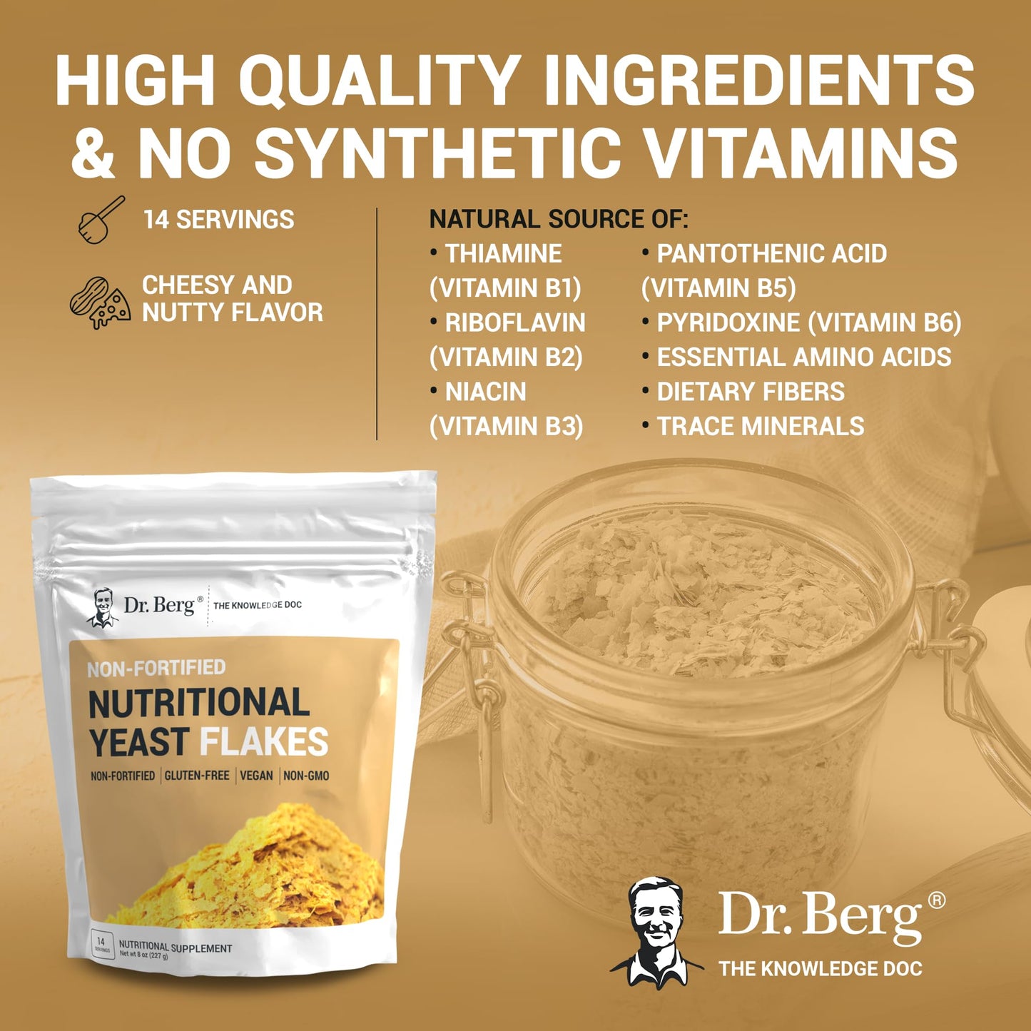 Dr. Berg Premium Nutritional Yeast Flakes - Delicious Non-Fortified Nutritional Yeast Dr. Berg NutritionalsUS supplements