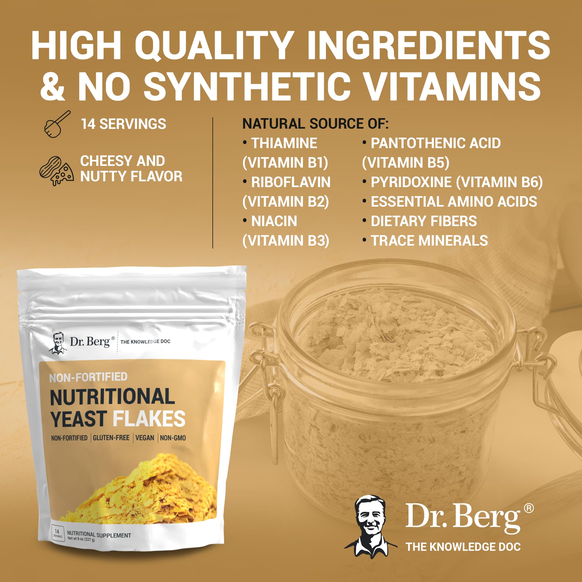Dr. Berg Premium Nutritional Yeast Flakes - Delicious Non-Fortified Nutritional Yeast Dr. Berg NutritionalsUS supplements