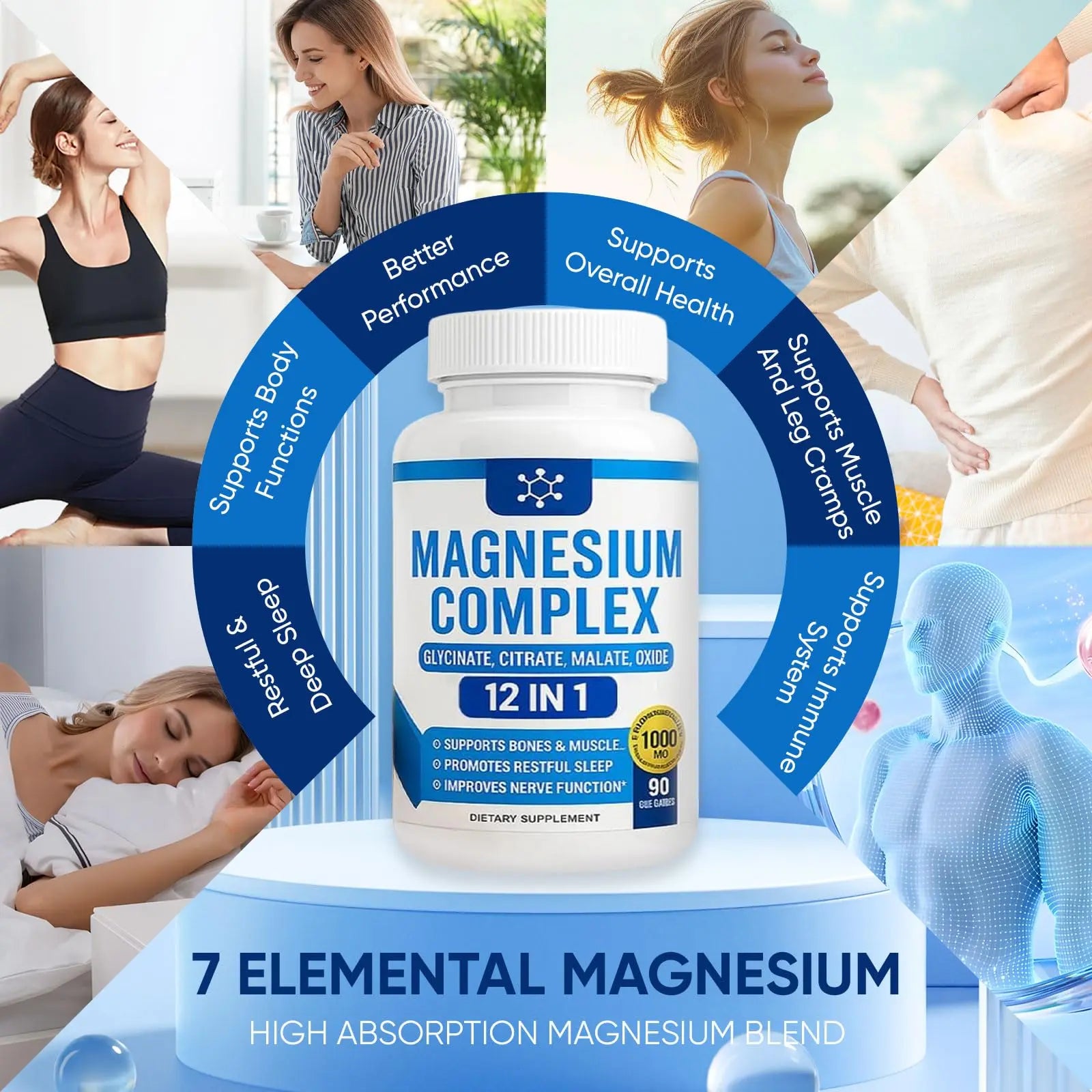 Nutrapure Magnesium Complex 7 Elemental Supplement - Magnesio Complex 1000mg Forms Including Glycinate, Citrate, Malate, Taurate Chelated | Energy Support | Vegan Non-GMO, 90 Capsules (2) WSJAWHnz supplements