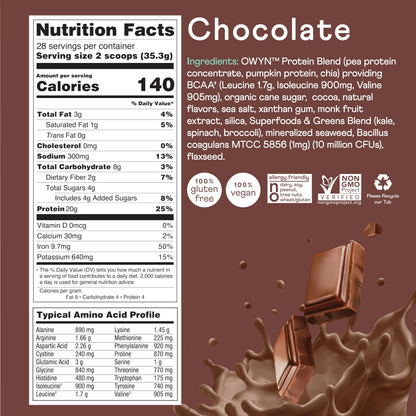 OWYN Only What You Need Vegan Protein Powder, 20g Plant Based Protein, Probiotics OWYN Only What You NeedUS supplements