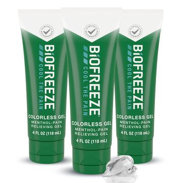 Biofreeze Pain Relief Gel for Knee, Neck, Hip, Joint, Shoulder, & Simple Backache, Arthritis Pain Reliever, Sore Muscle Relief, Colorless Menthol Gel 4 Fl Oz (Pack of 3) BiofreezeAu supplements