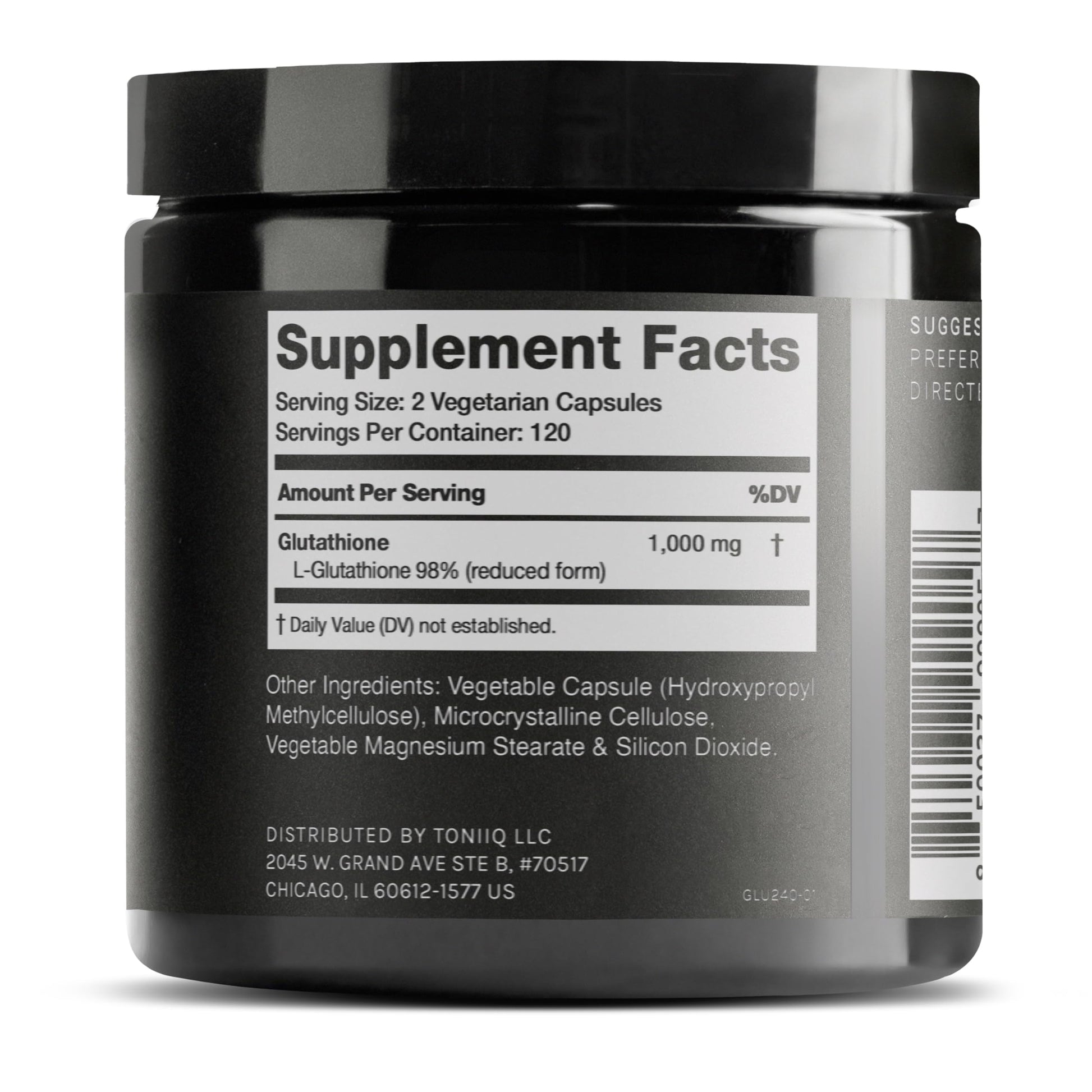 Toniiq Ultra High Strength Glutathione Capsules - 1000mg Concentrated Formula - 98%+ Highly Purified and Bioavailable - Non-GMO Fermentation - 240 Capsules Reduced Glutathione Supplement ToniiqAu supplements