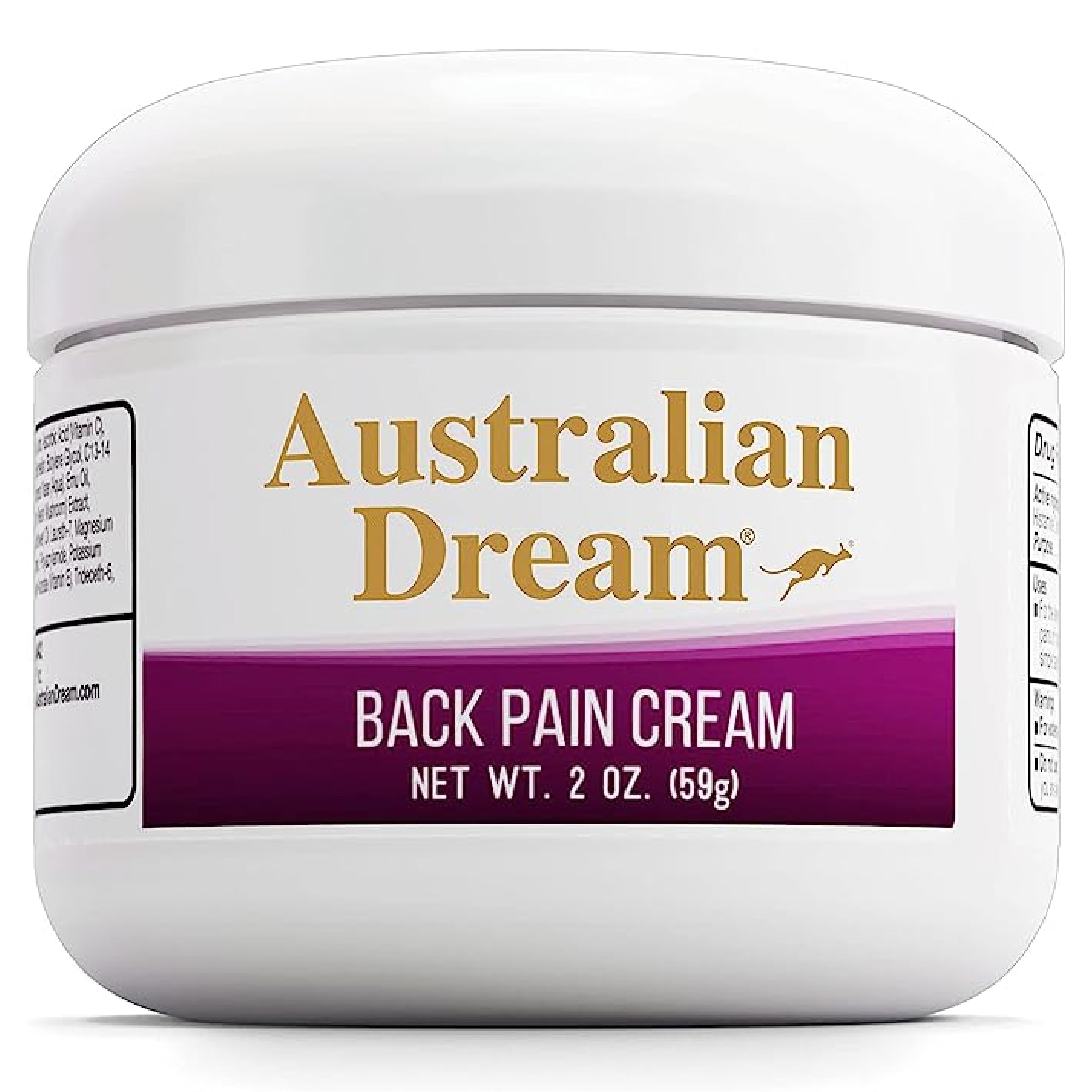 Australian Dream Back Pain Cream - Soothing, Non-Greasy Muscle Pain Relief Cream - Good for Neck, Back, Body, or Muscle Aches - 2 oz Jar Australian DreamAu supplements