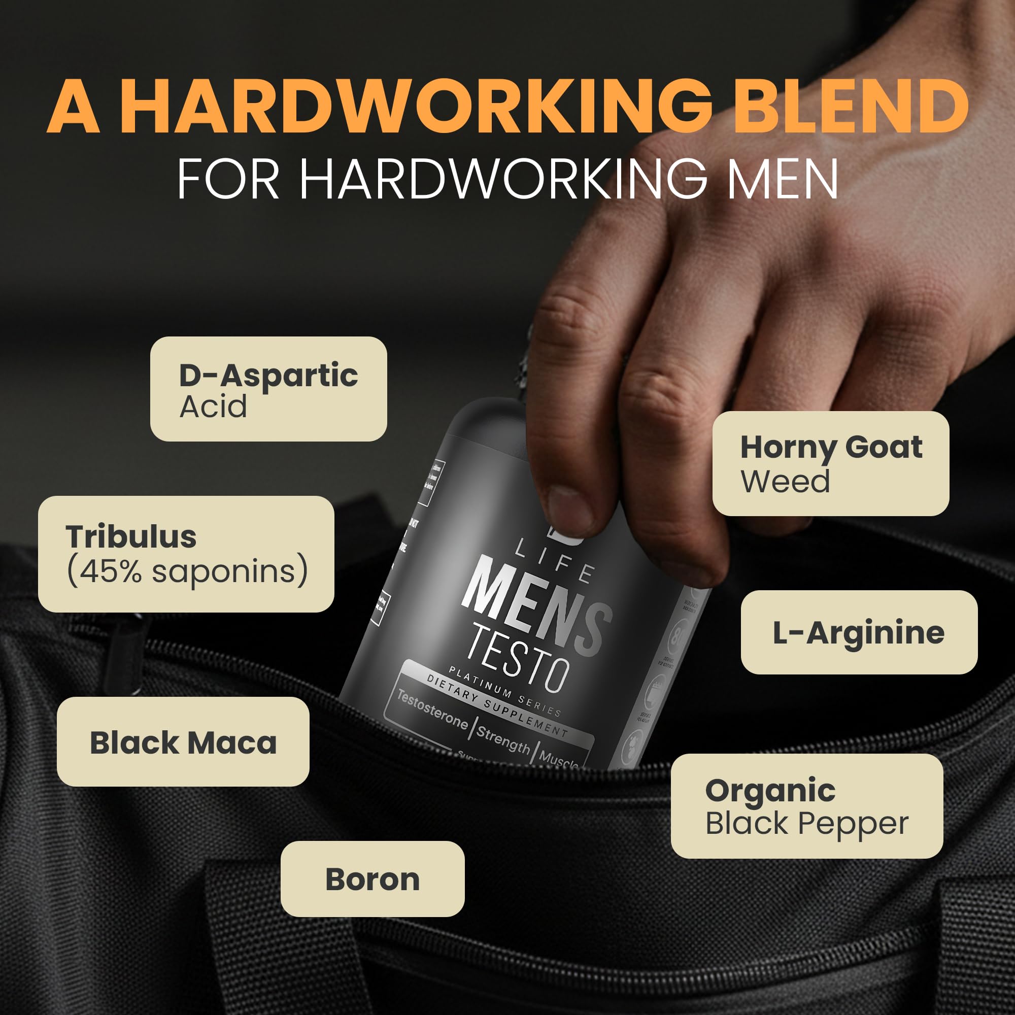 Testosterone Booster Supplement for Men | Boron supplement for men with Tribulus Terrestris, Black Maca, Horny Goat Weed, L-Arginine | Stamina, Endurance, Muscle growth & strength | 80 Servings B Life CompanyAu supplements